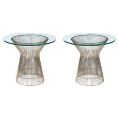Pair of Mid-Century Modernist Polished Nickel Side Tables by Warren Platner