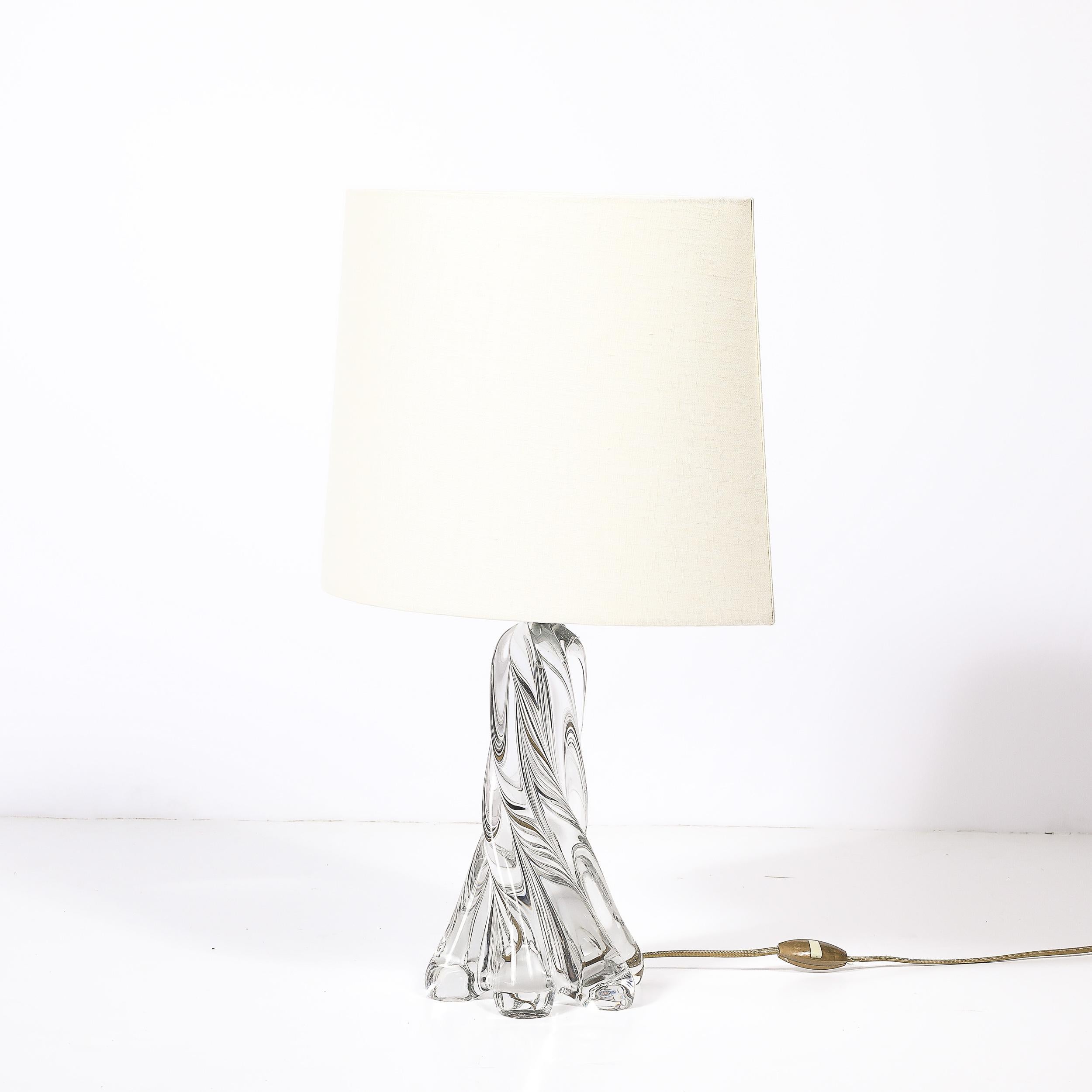 Paar Modernistische Spiralförmige Kristalltischlampen aus der Mitte des Jahrhunderts (Französisch) im Angebot