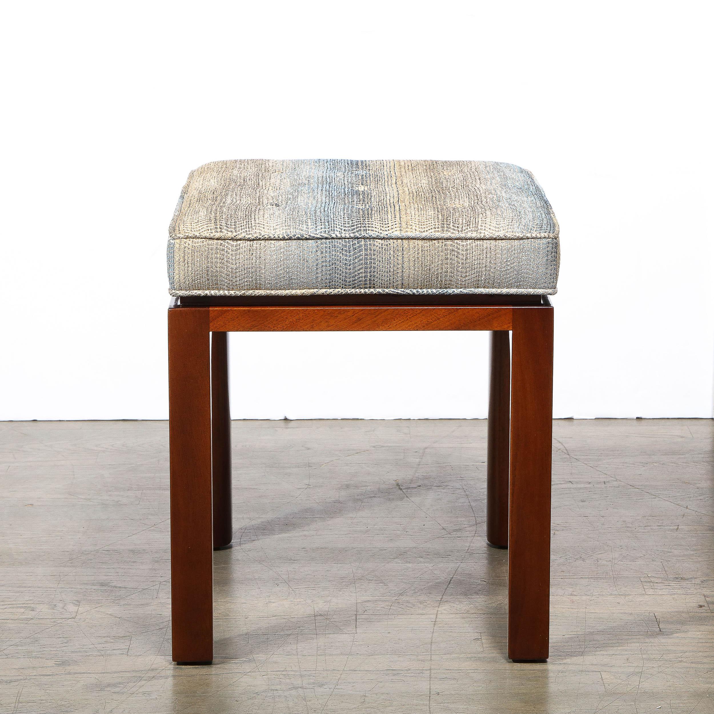 Mid-20th Century Pair of Mid-Century Modernist Stools with Button Detailing by Harvey Probber For Sale