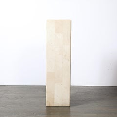Pair of Mid-Century Modernist Tessellated Travertine Pedestals