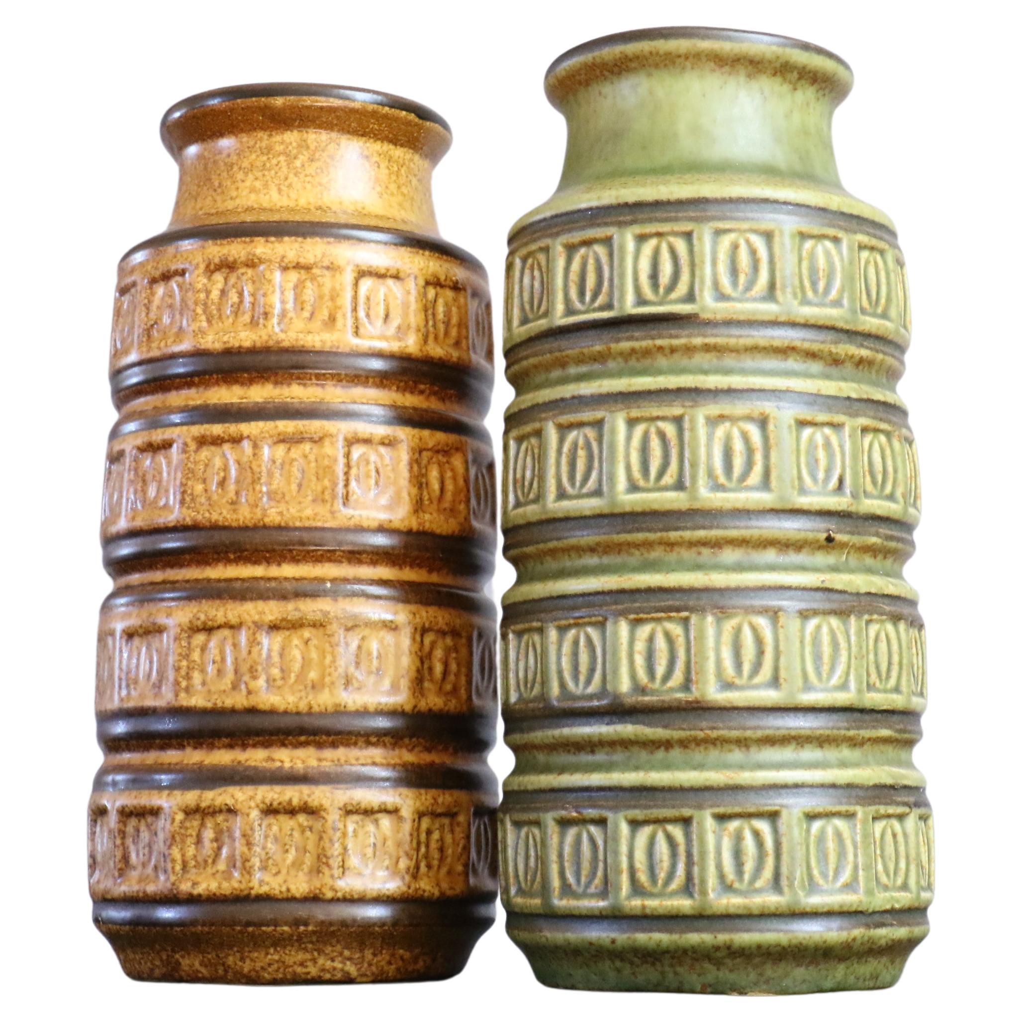 Pair of Mid-Century Modernist West German Vases by Scheurich Keramik, circa 1970