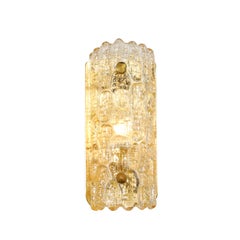 Pair of Mid-Century Mottled Honey Glass Sconces by Carl Fagerlund for Orrefors