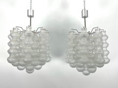 Pair of Mid-Century Murano Bubble Glass chandeliers. Italy 1960s