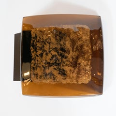 Pair of Midcentury Murano Glass, 24-Karat Gold and Oil Rubbed Bronze Door Pulls