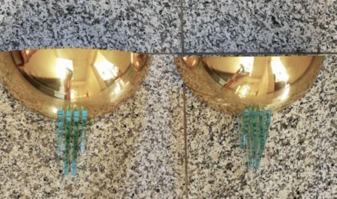 Mid-Century Modern Pair of Mid-Century Murano Glass Brass Wall Sconces in Fontana Arte Style, 1960s For Sale