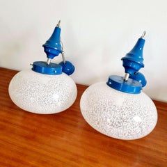 Coppia di lampade a sospensione in vetro di Murano della metà del secolo scorso, Carlo Nason, Mazzega, Italia anni '60