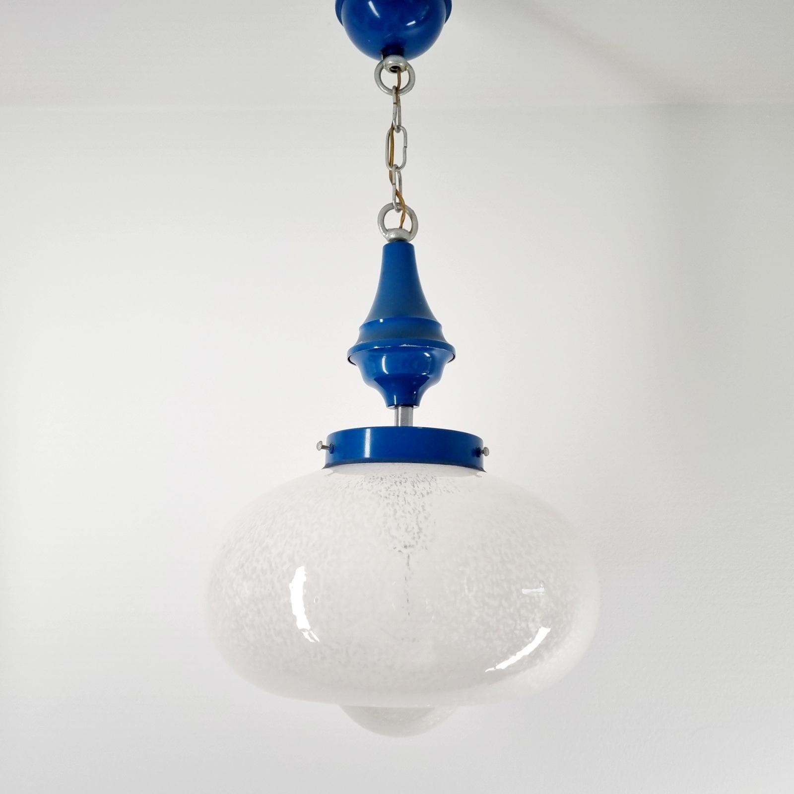 Italian Pair of Mid Century Murano Glass Pendant Lights, Carlo Nason, Mazzega, Italy 60s For Sale