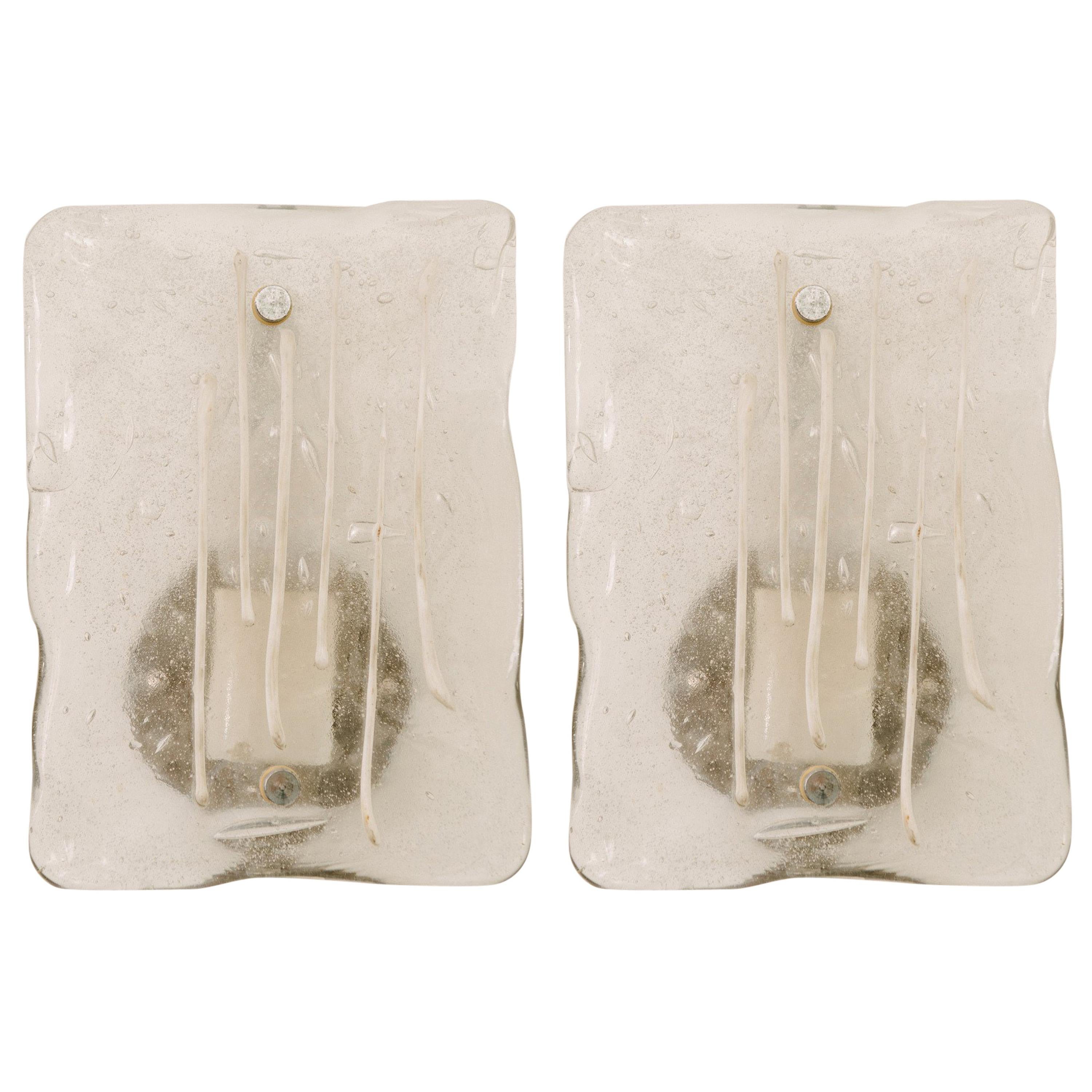 Pair of Mid-Century Murano Glass Sconces For Sale