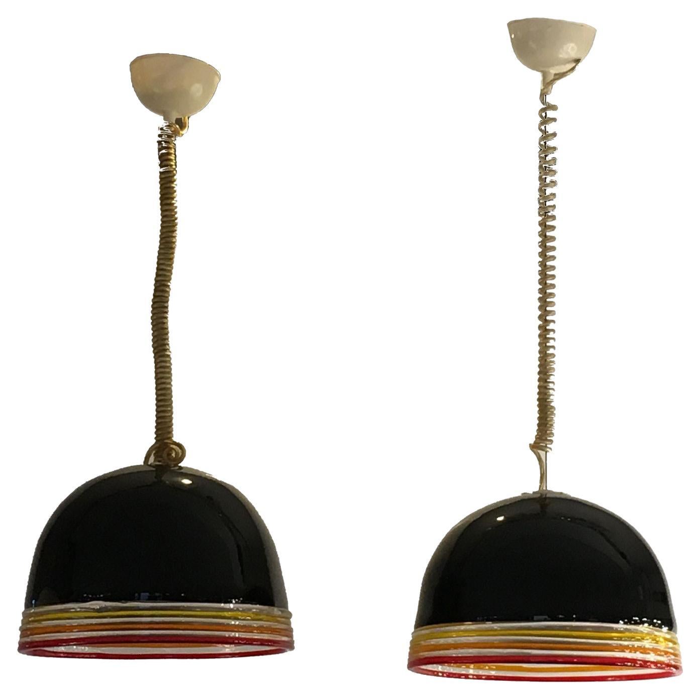 Pair of Mid-Century Murano Glass Suspensions by Roberto Pamio and Renato Toso For Sale