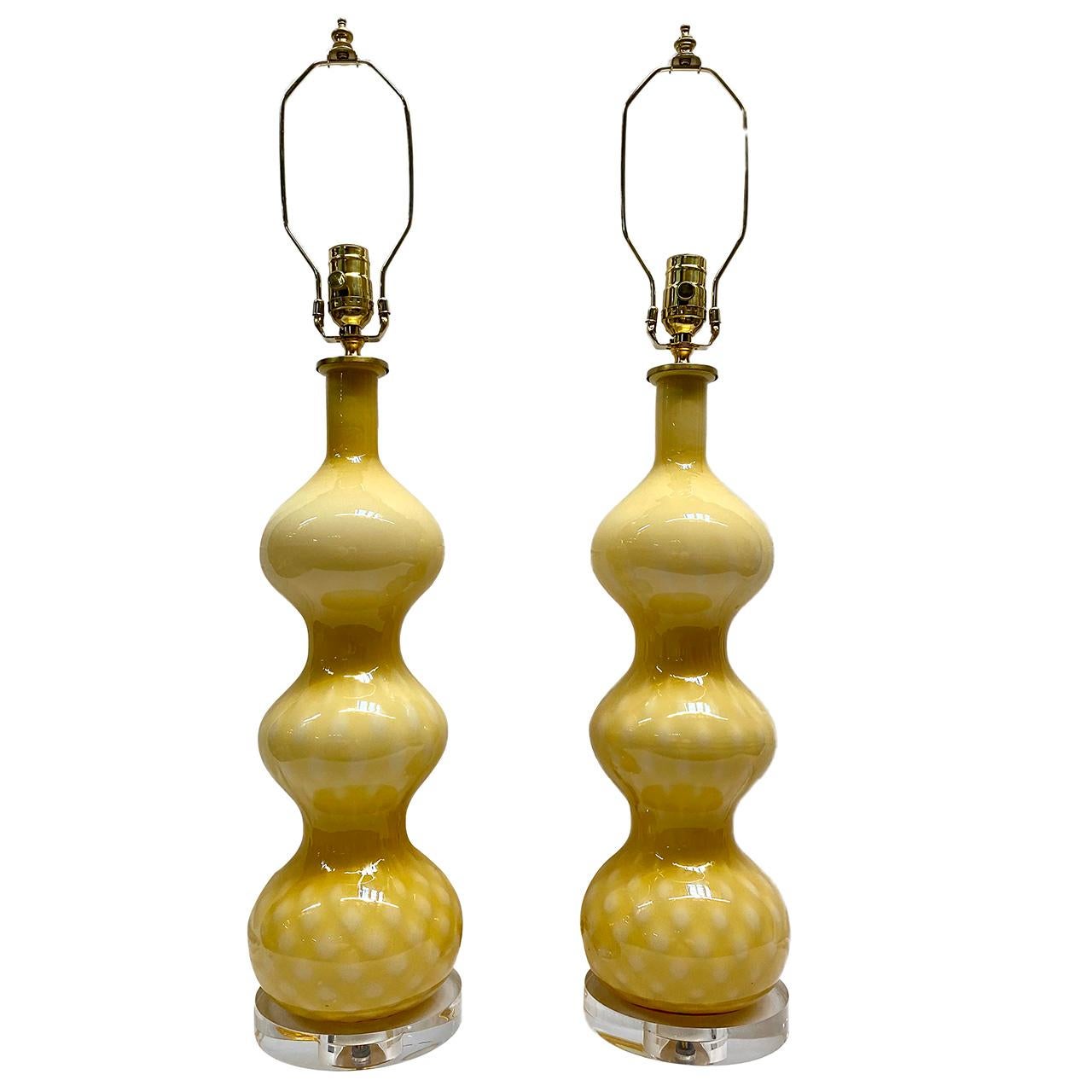 Pair of Mid-Century Murano Glass Table Lamps For Sale