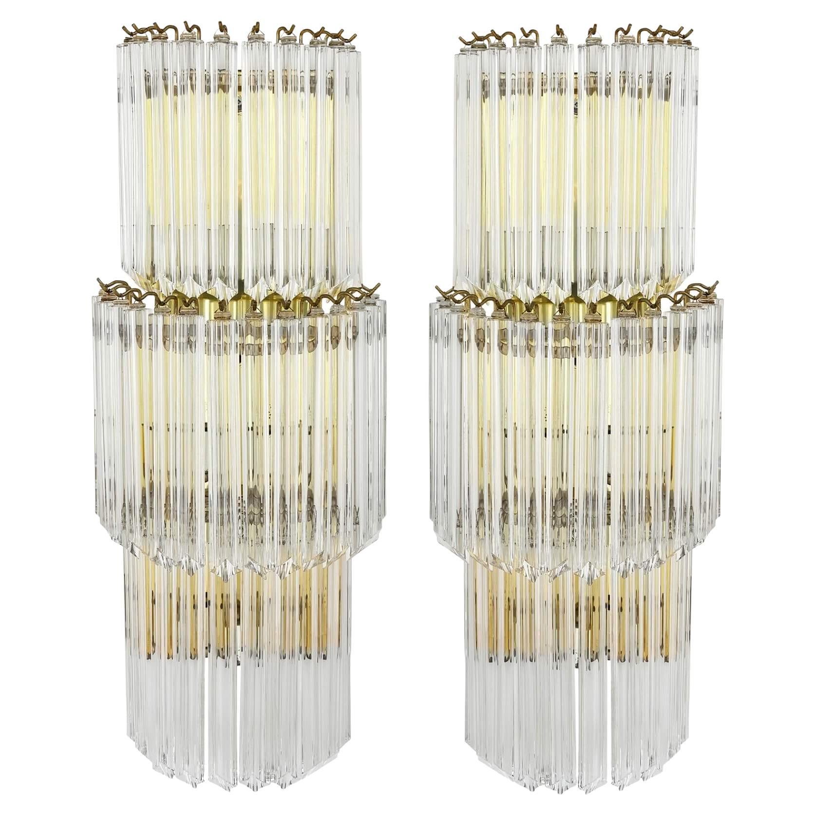 Pair of Midcentury Murano Glass Wall Lights by Camer For Sale