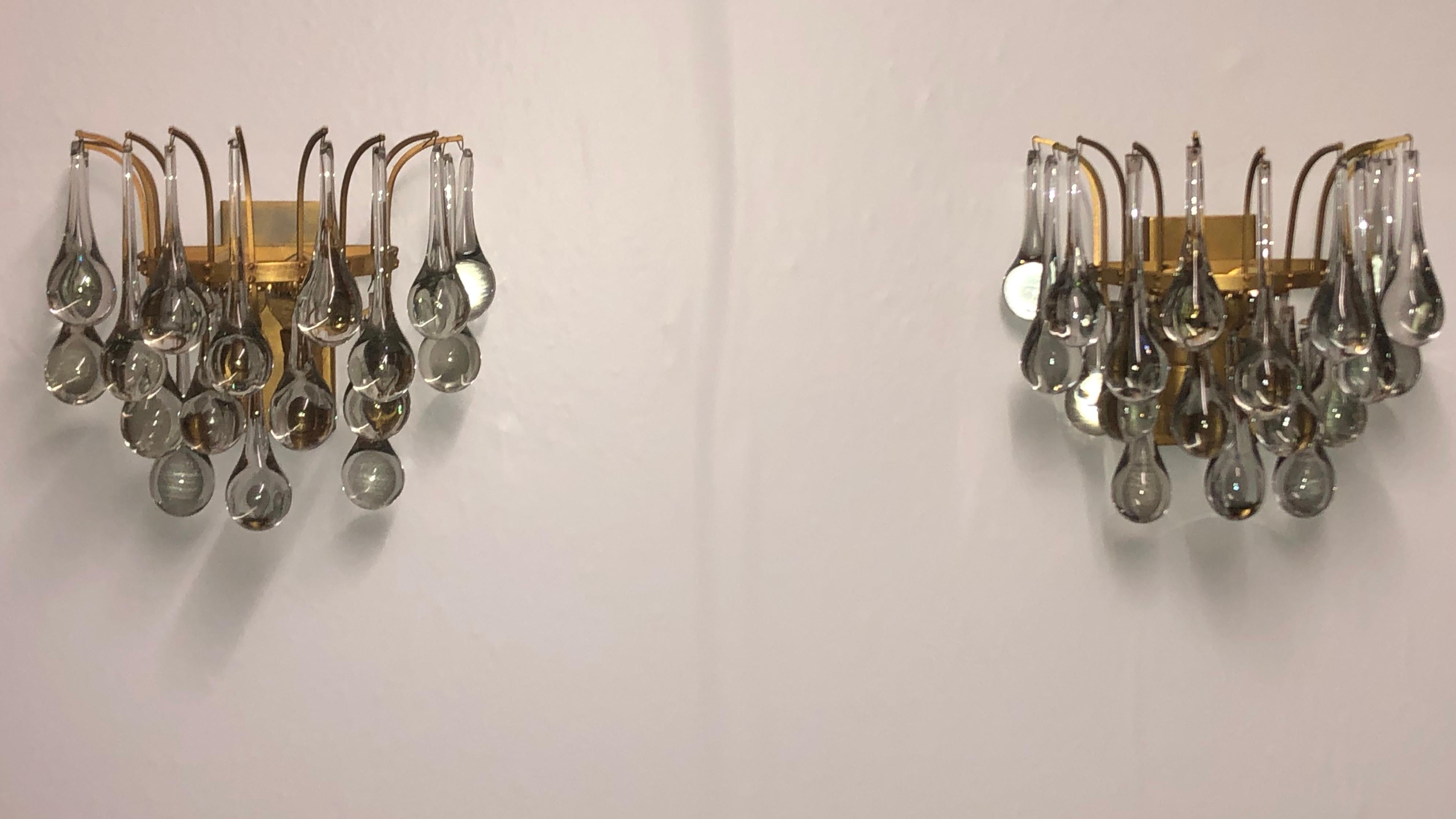Pair of Midcentury Murano Glass Wall Sconces by E.Palme, circa 1960s 5