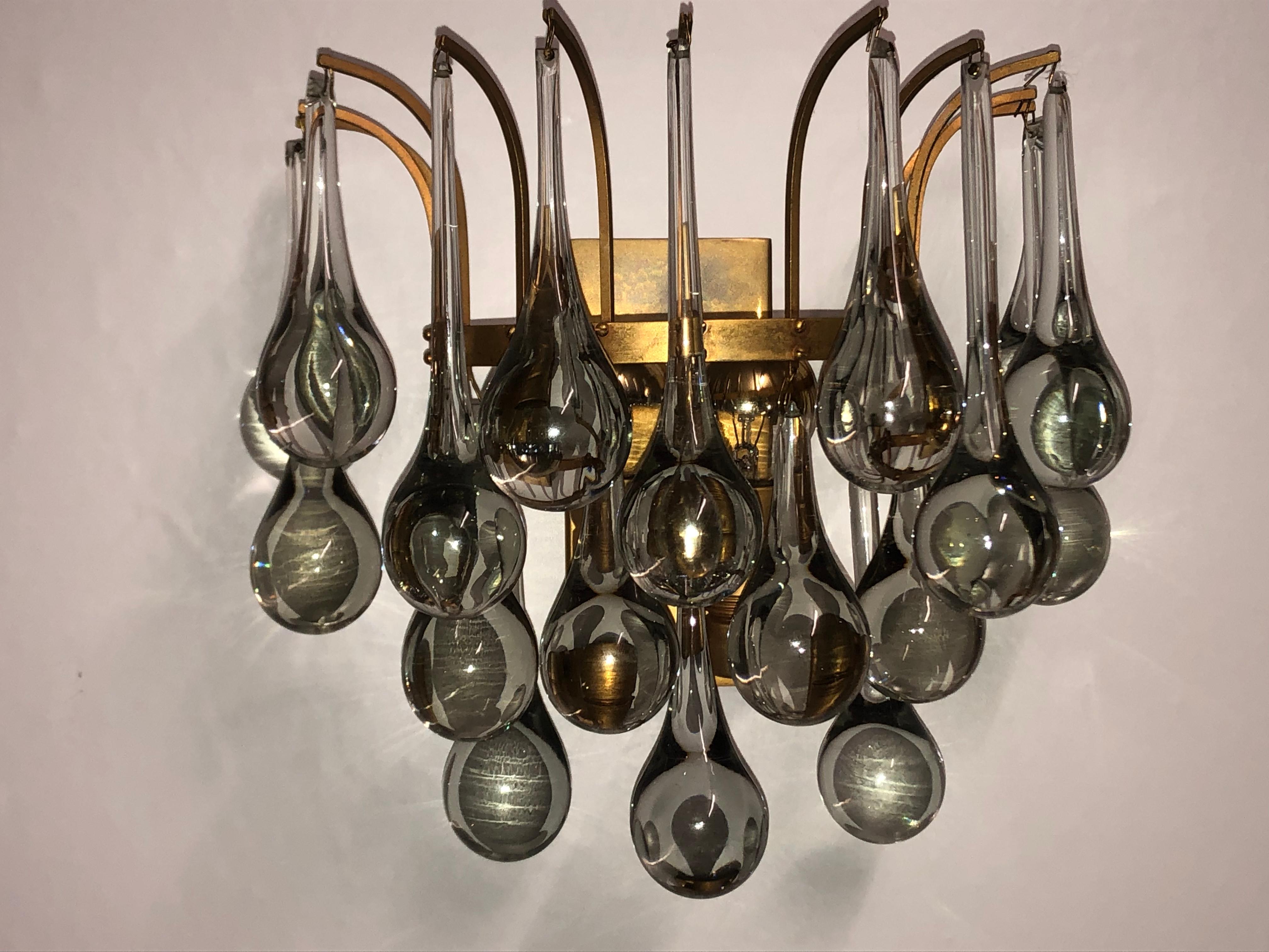 Pair of Midcentury Murano Glass Wall Sconces by E.Palme, circa 1960s 6