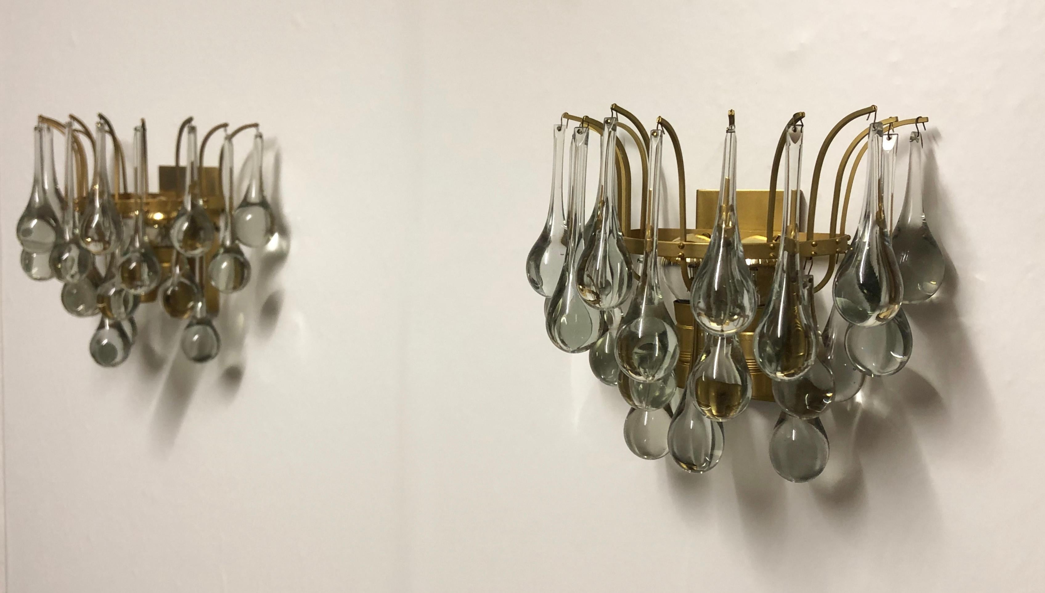 Pair of Midcentury Murano Glass Wall Sconces by E.Palme, circa 1960s 1