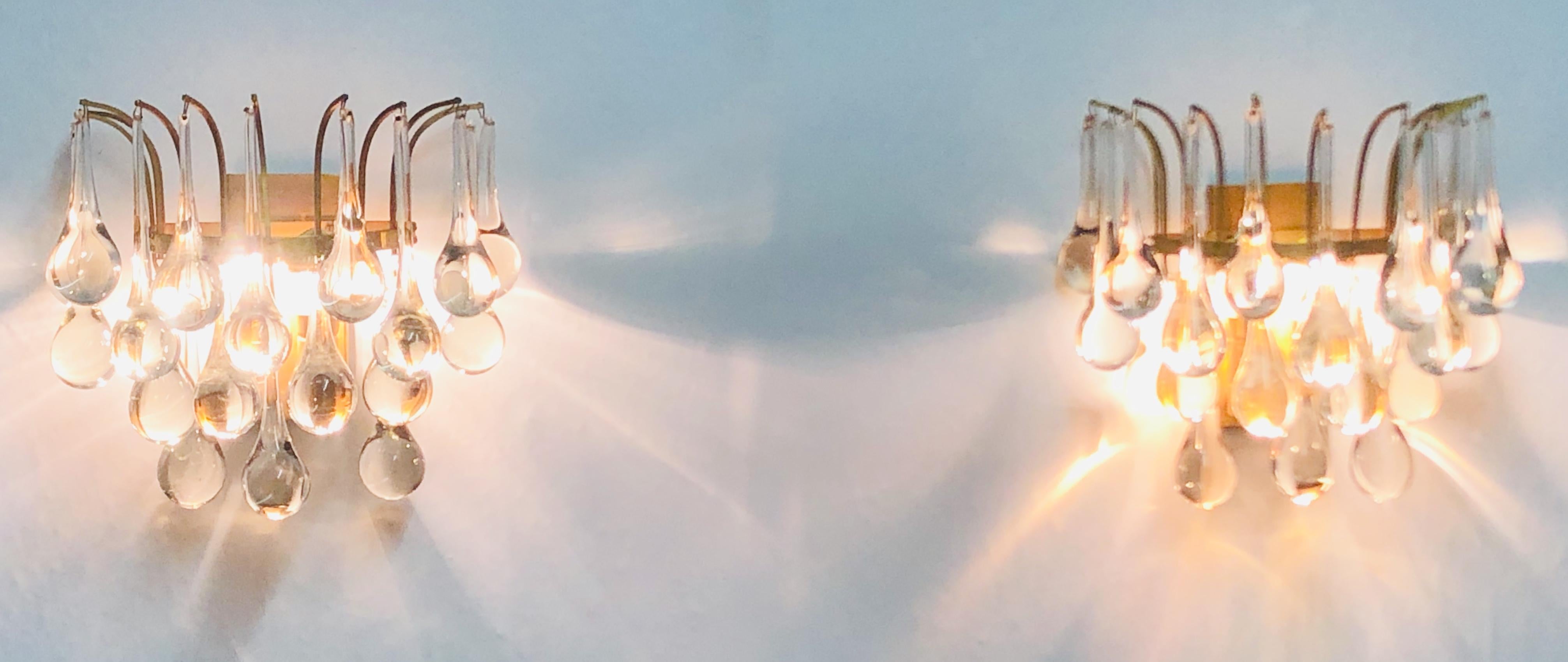 Pair of Midcentury Murano Glass Wall Sconces by E.Palme, circa 1960s 2