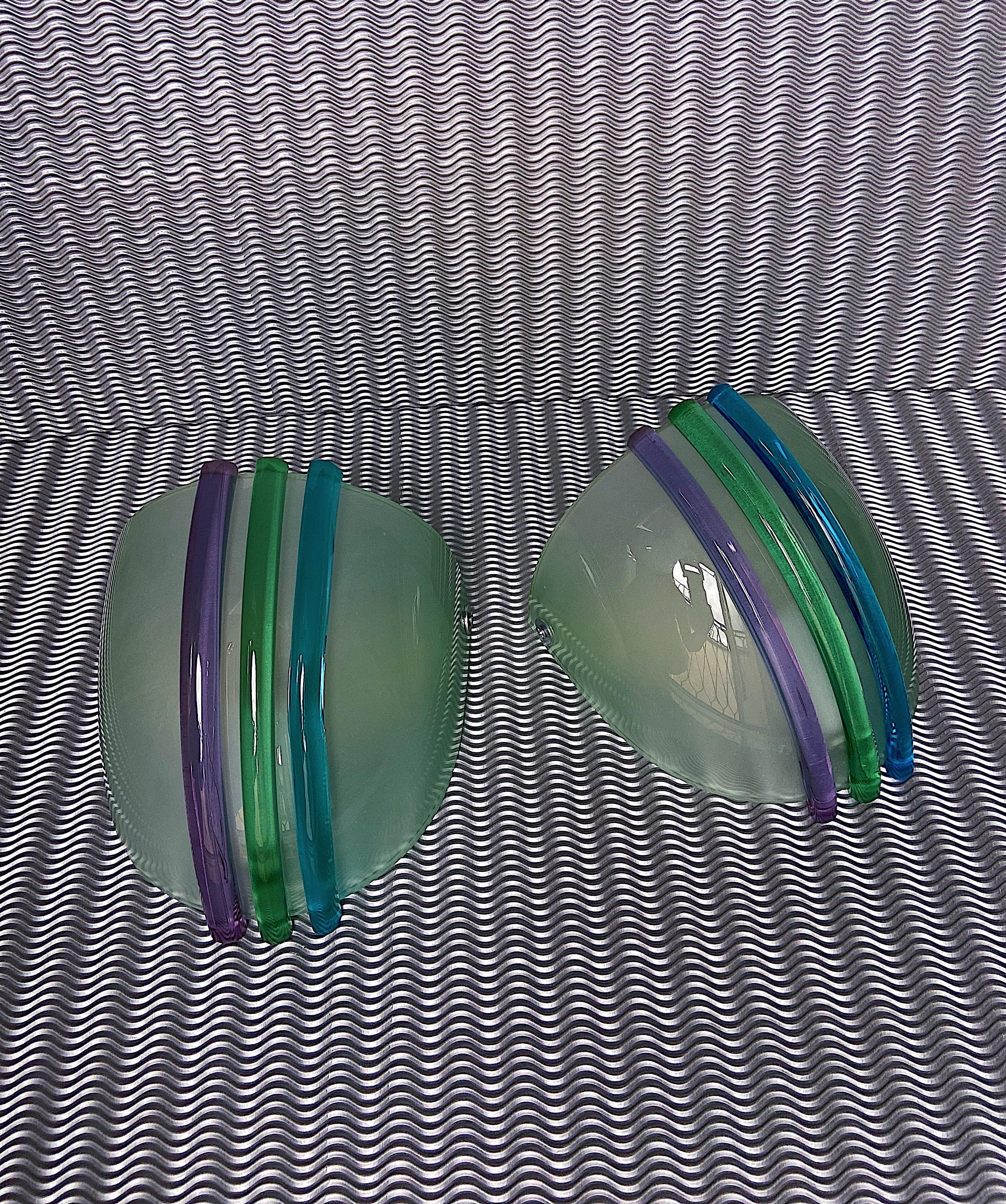 Pair of Mid-Century Murano Glass Wall Scones For Sale 3