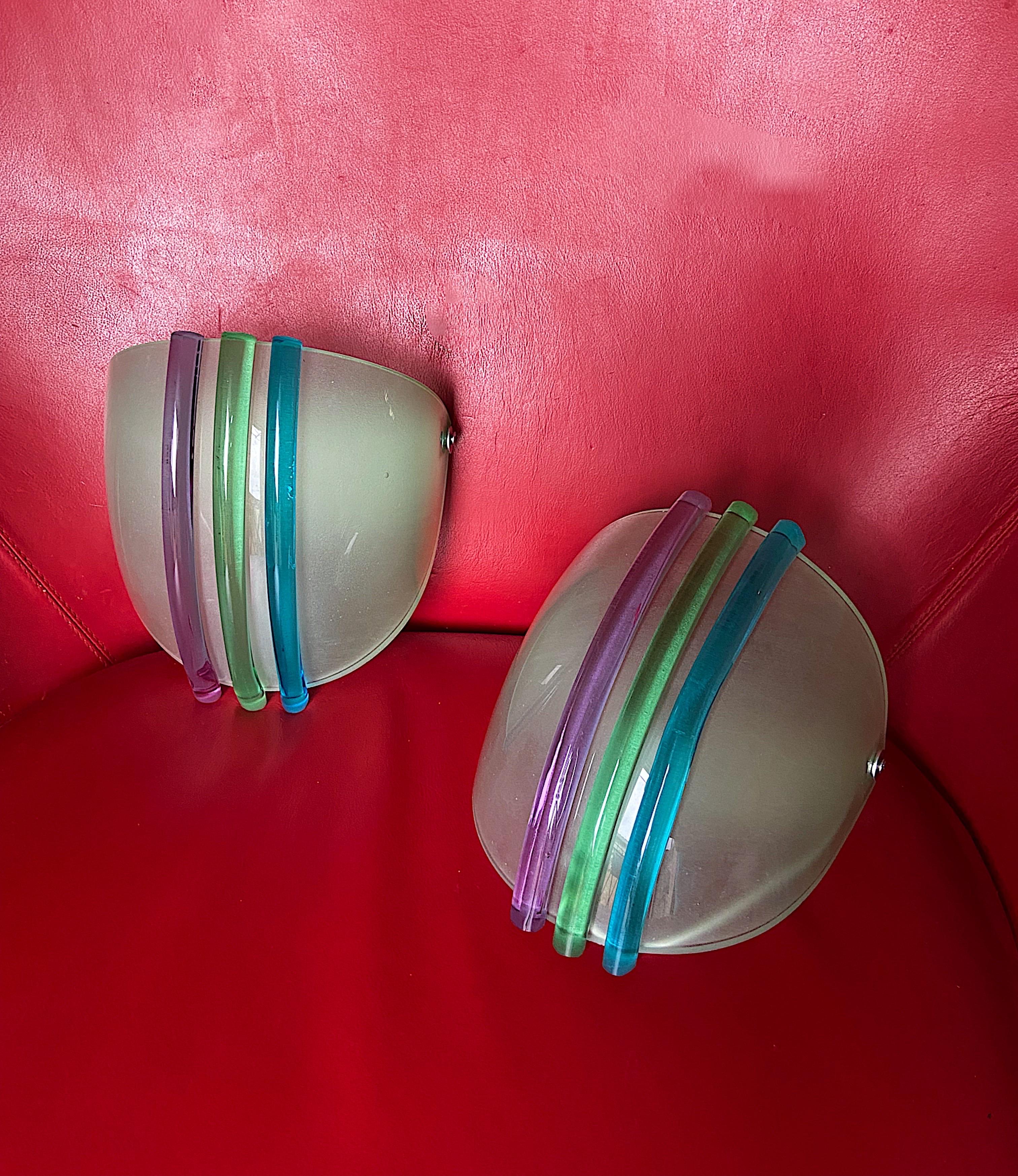 Pair of Mid-Century Murano Glass Wall Scones In Good Condition For Sale In Palermo, PA