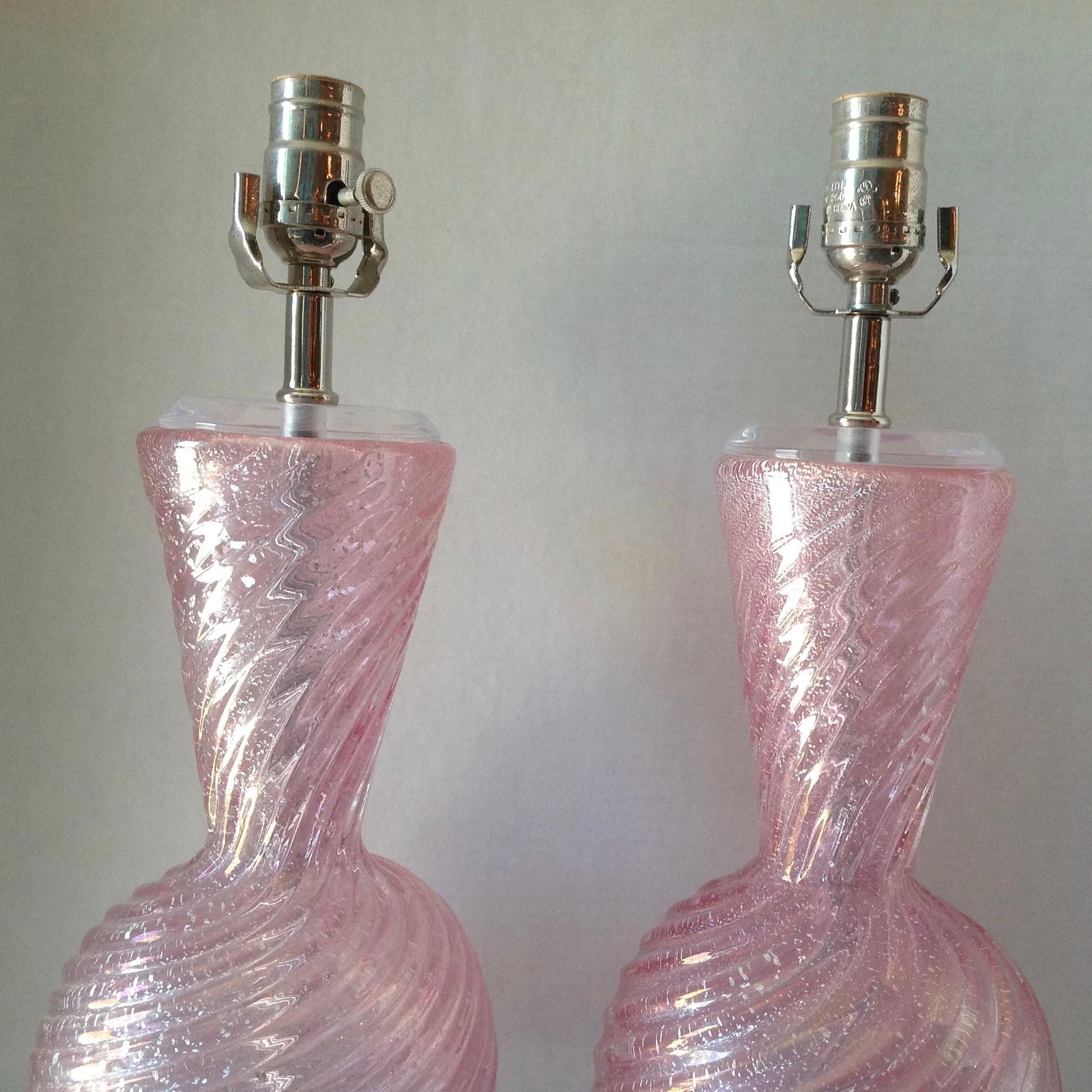 Pair of Midcentury Murano Lamps In Good Condition In West Palm Beach, FL