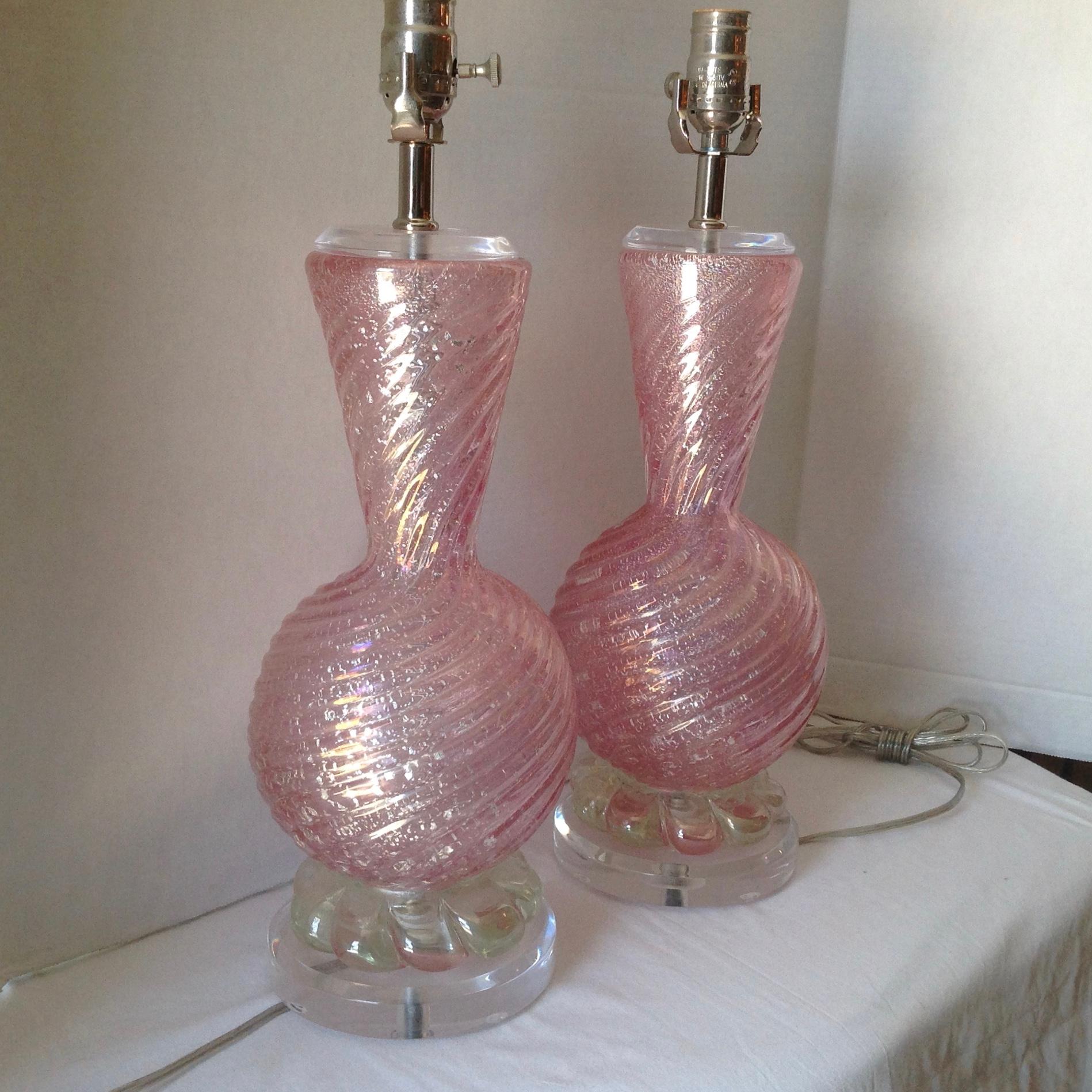 Murano Glass Pair of Midcentury Murano Lamps