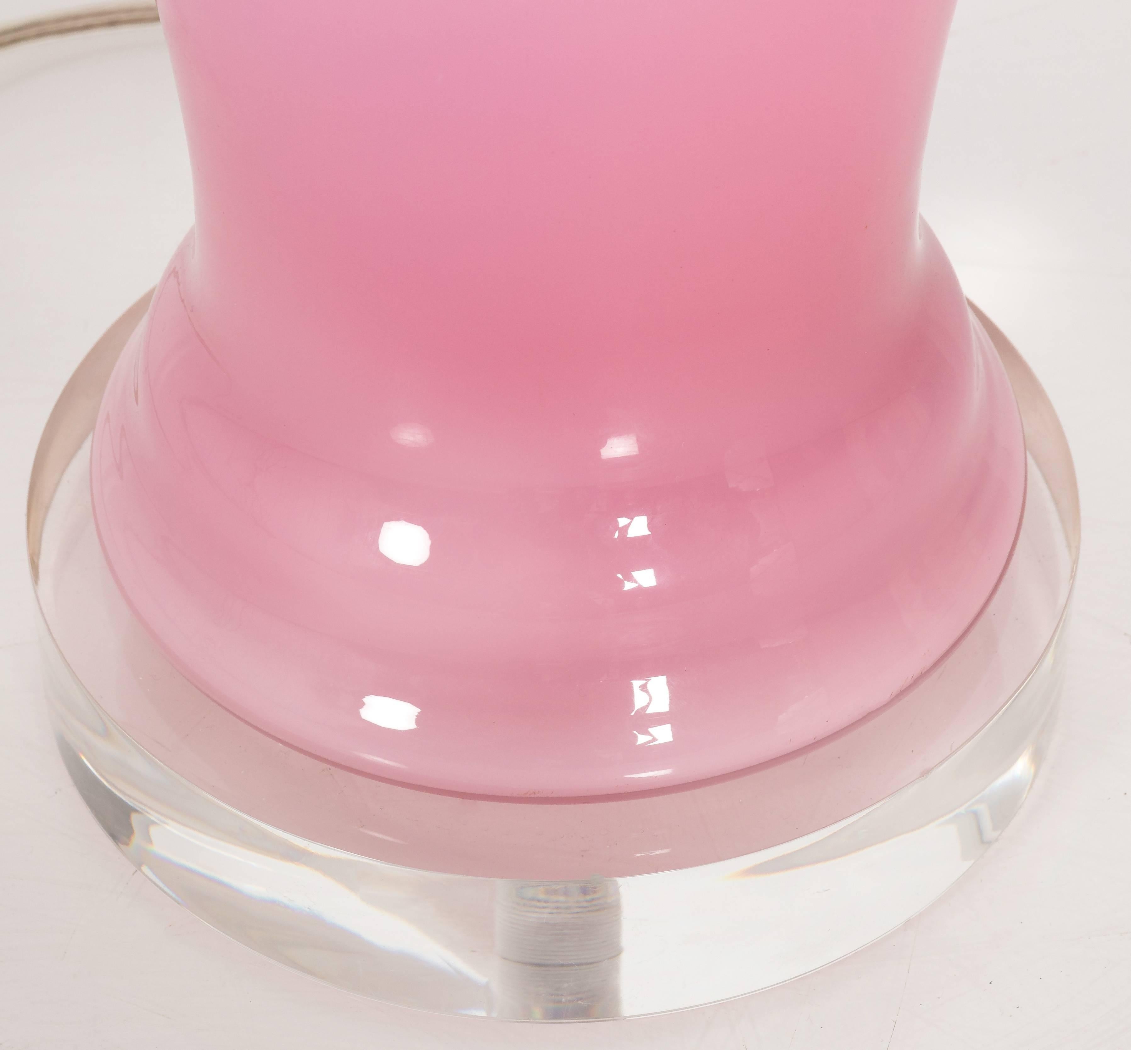 Italian Pair of Mid-Century Murano Pink Glass Lamps