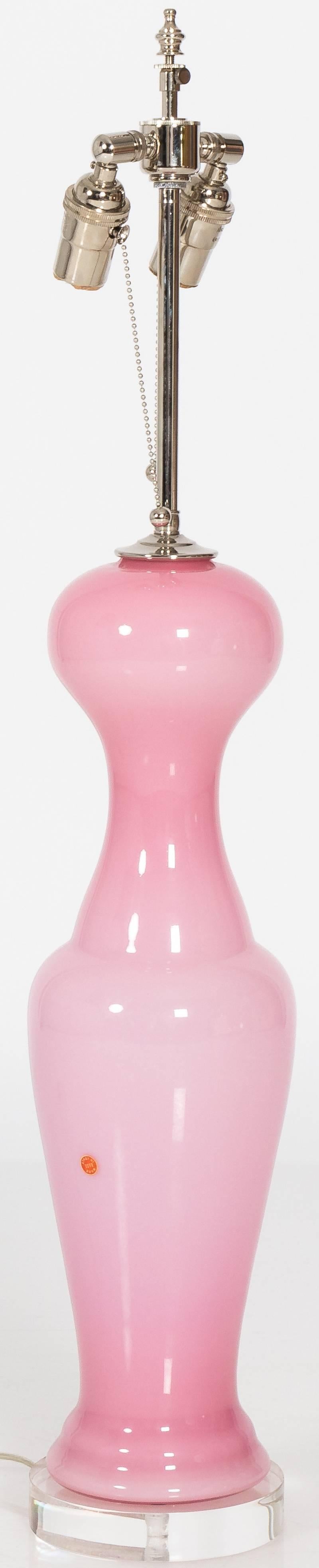 pink murano glass lamp