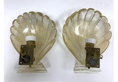 Pair Of Mid Century Murano Shell Form Wall Sconces #2