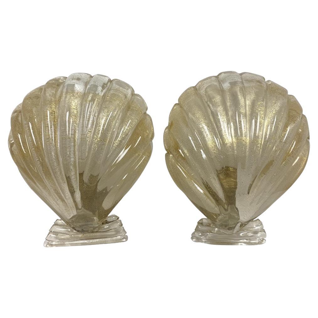 Pair Of Mid Century Murano Shell Form Wall Sconces #2