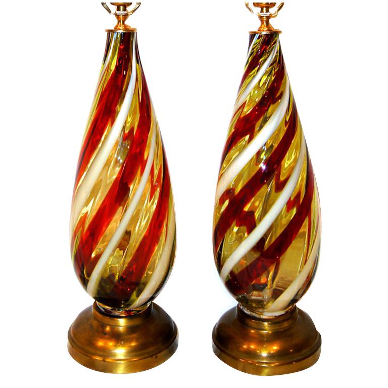 Paire de Lampes de Table de Murano du Milieu du Siècle en vente