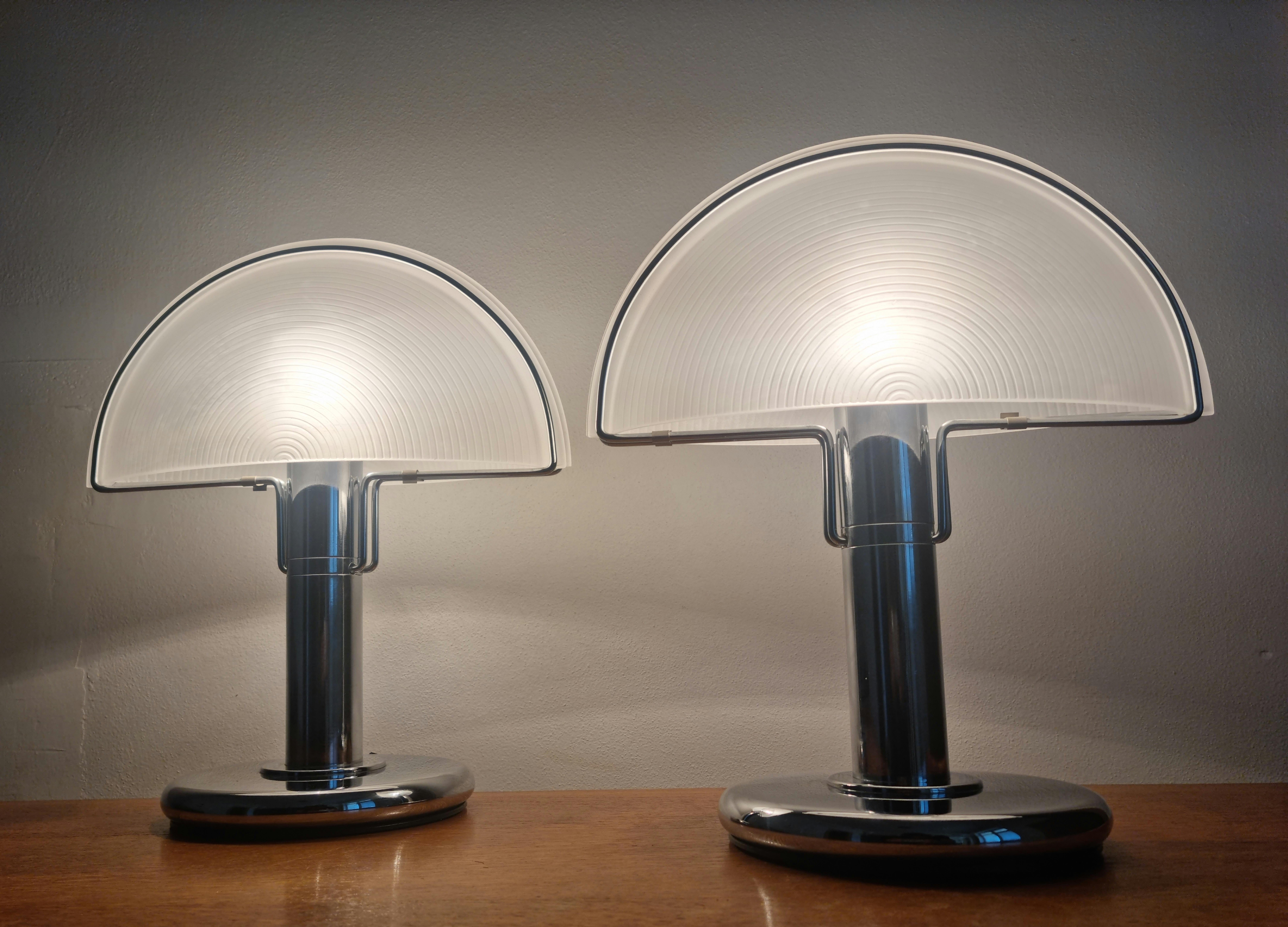 Murano Glass Pair of Mid Century Mushroom Table Lamps, Italy, 1970