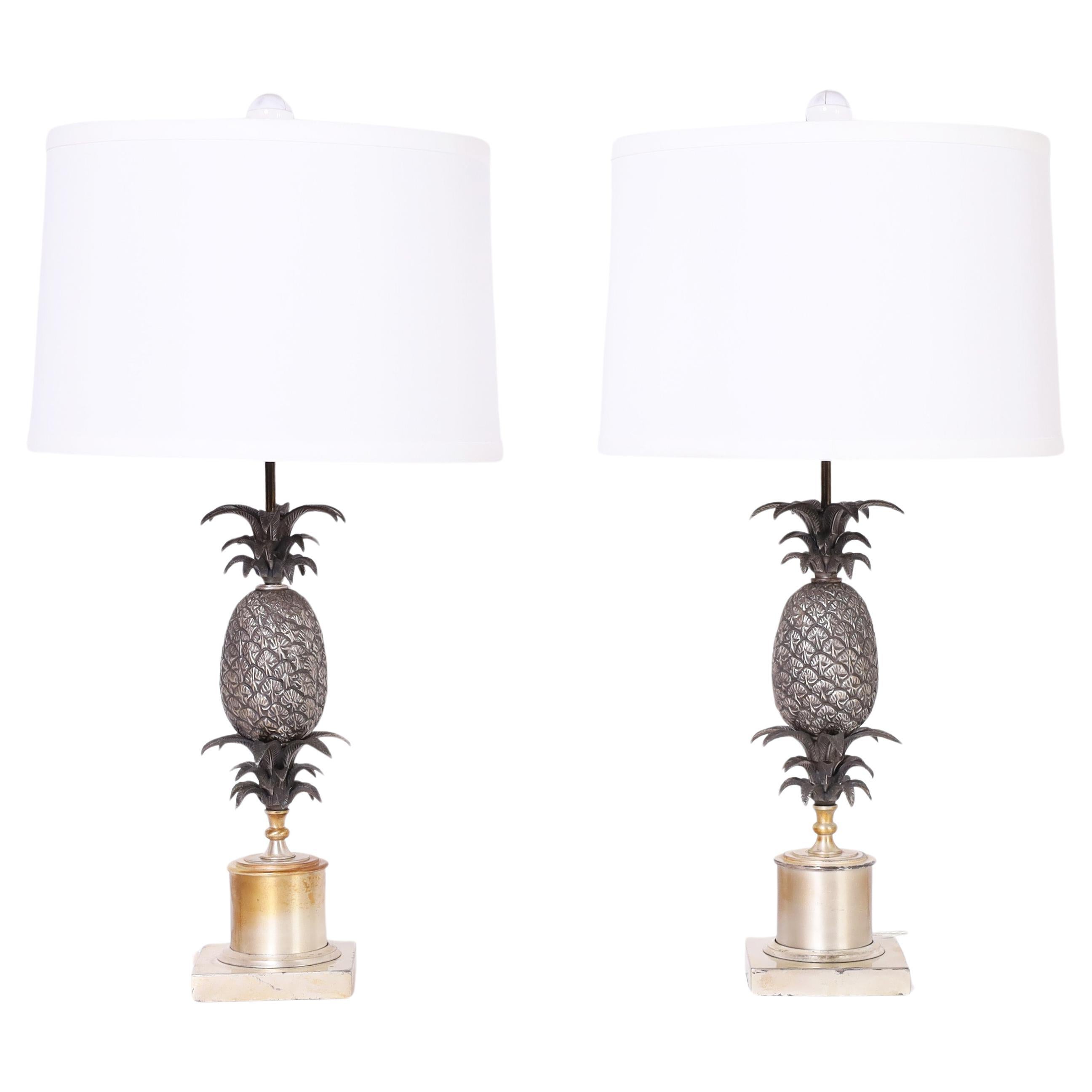 Pair of Mid Century Neoclassic Pineapple Table Lamps