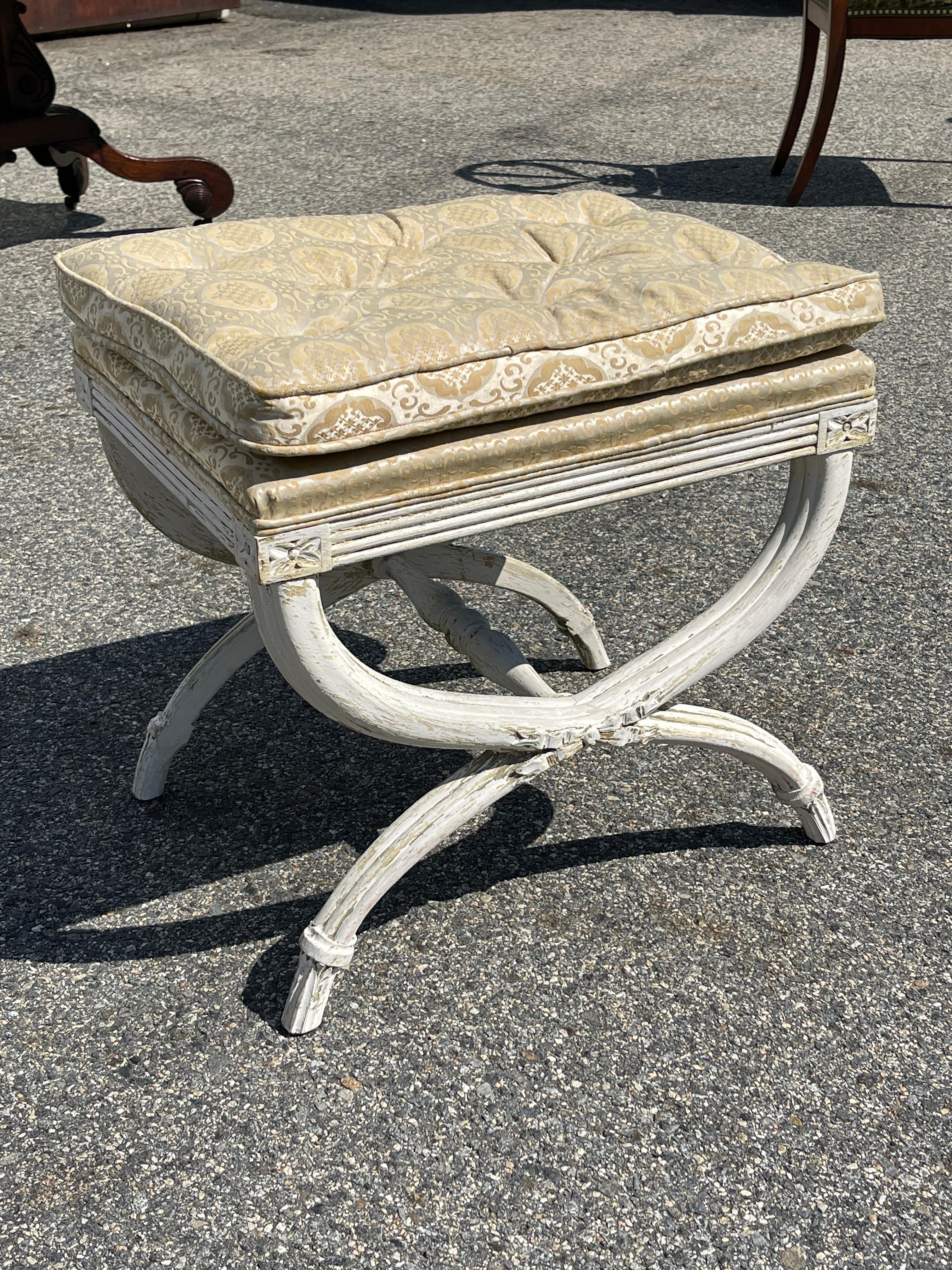 Painted Pair of Mid-Century Neoclassical Style Footstools For Sale