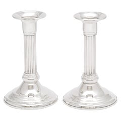 Pair of Mid-Century Neoclassical-Style Sterling Silver Column-Form Candlesticks