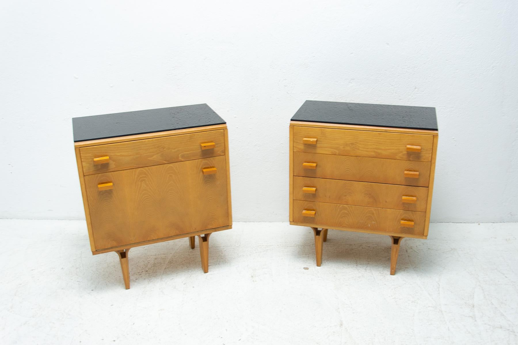 Scandinavian Modern Pair of Mid Century Night Stands by Frantisek Mezulanik, Nový Domov, 1970's