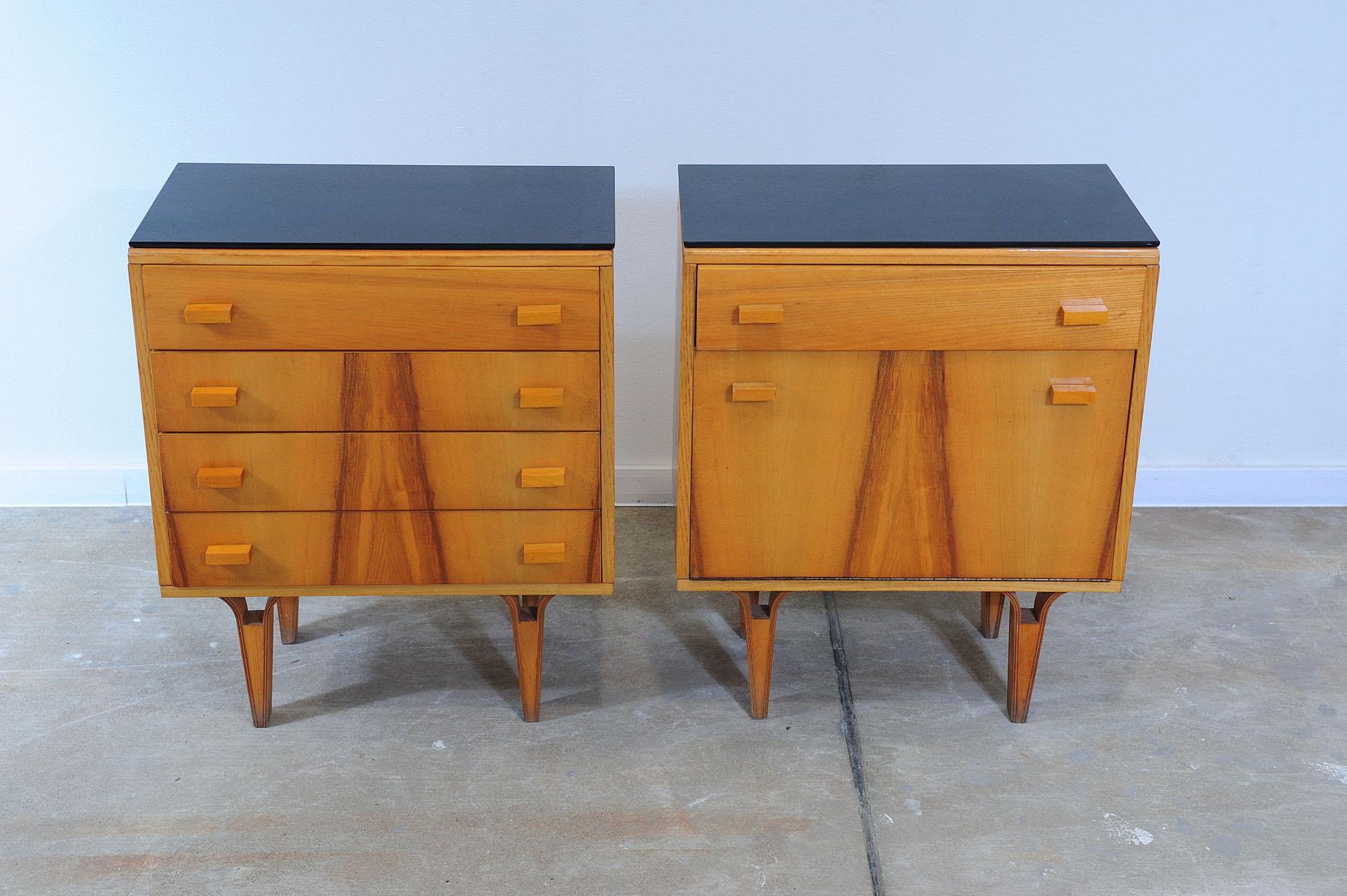 Pair of Mid century night stands, chest of drawers by Frantisek Mezulanik, Nový Domov, 1970´s

These night tables were designed by Czechoslovak architect František Mezulánik for Nový Domov company in the former Czechoslovakia in the 1970´s.

They
