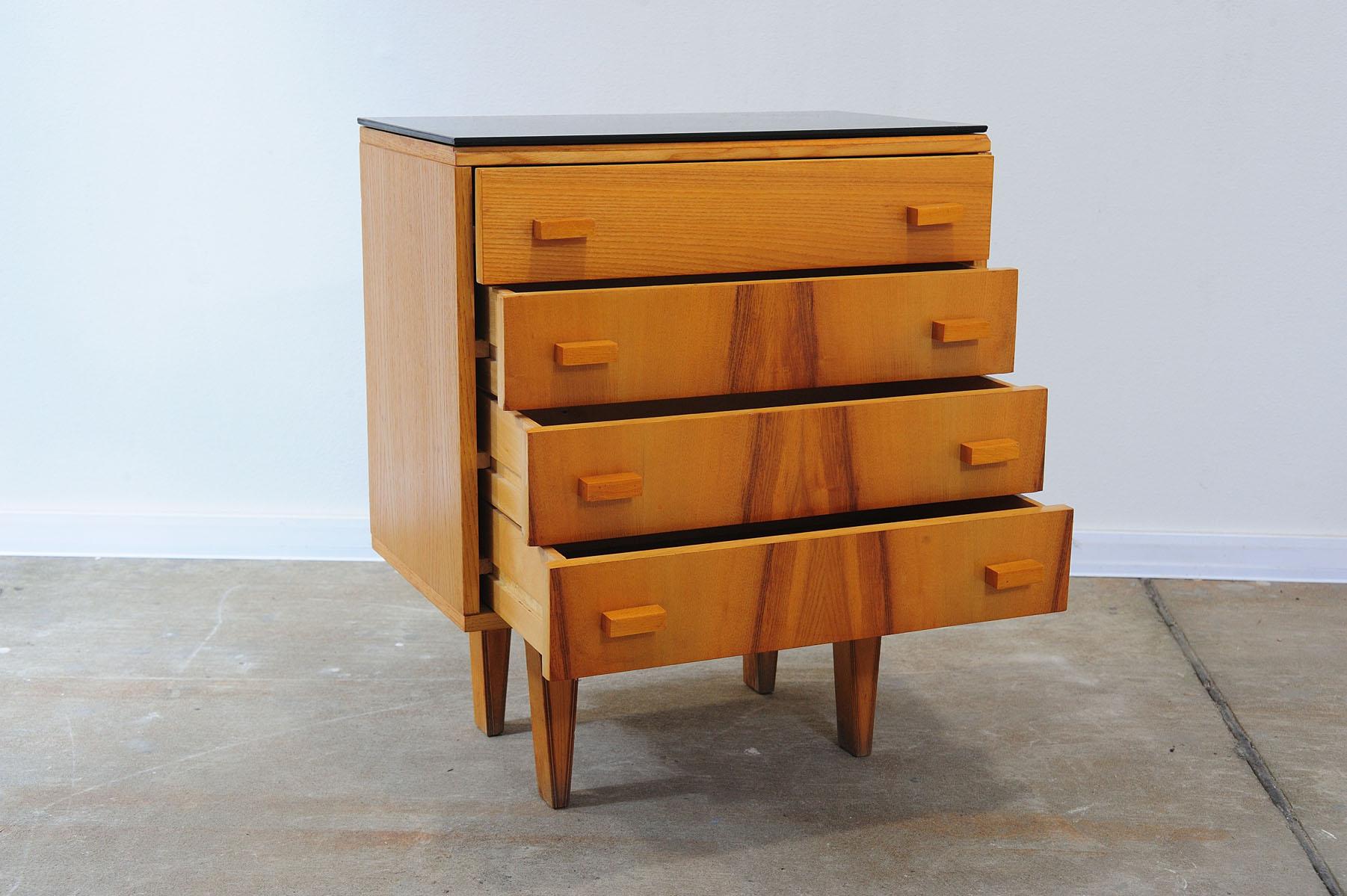 20th Century  Pair of Mid century night stands, chest of drawers by Frantisek Mezulanik, 1970