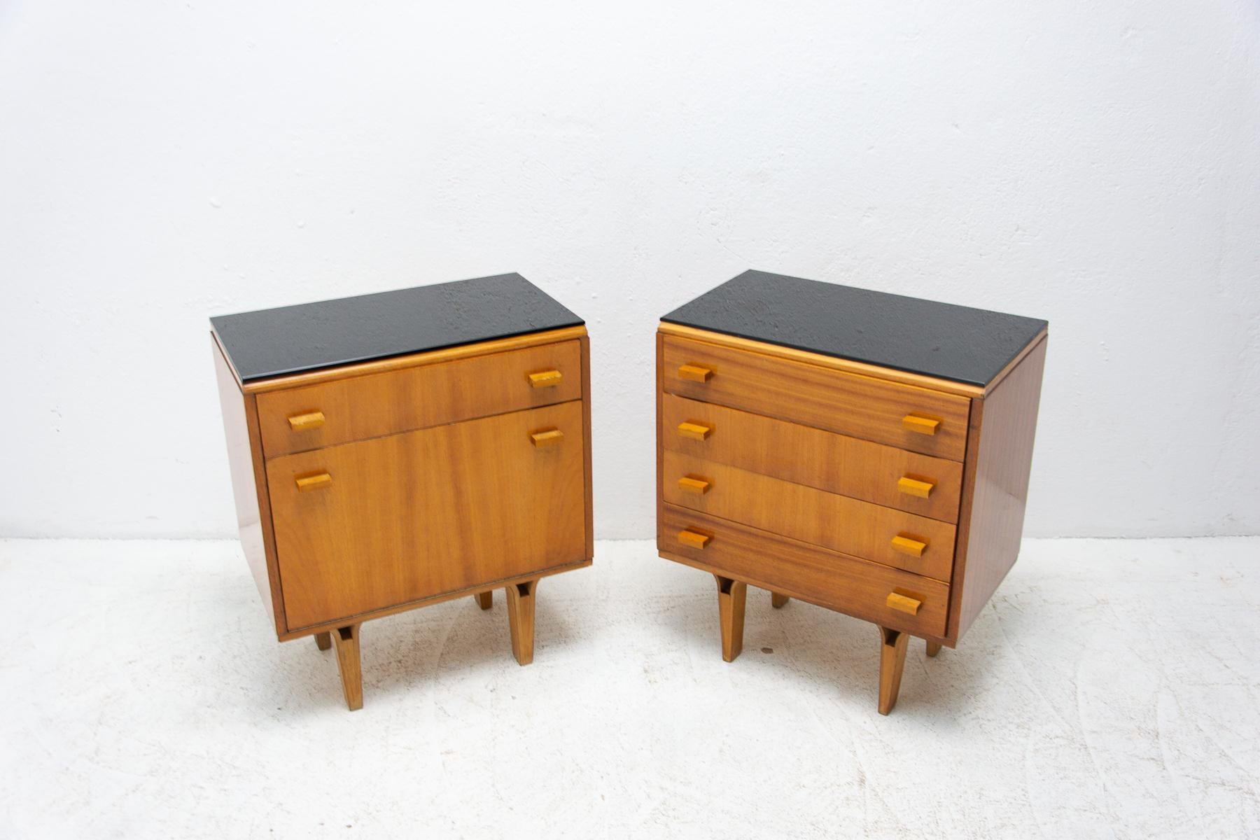 20th Century Pair of Mid Century Night Stands, Chest of Drawers by Frantisek Mezulanik, 1970