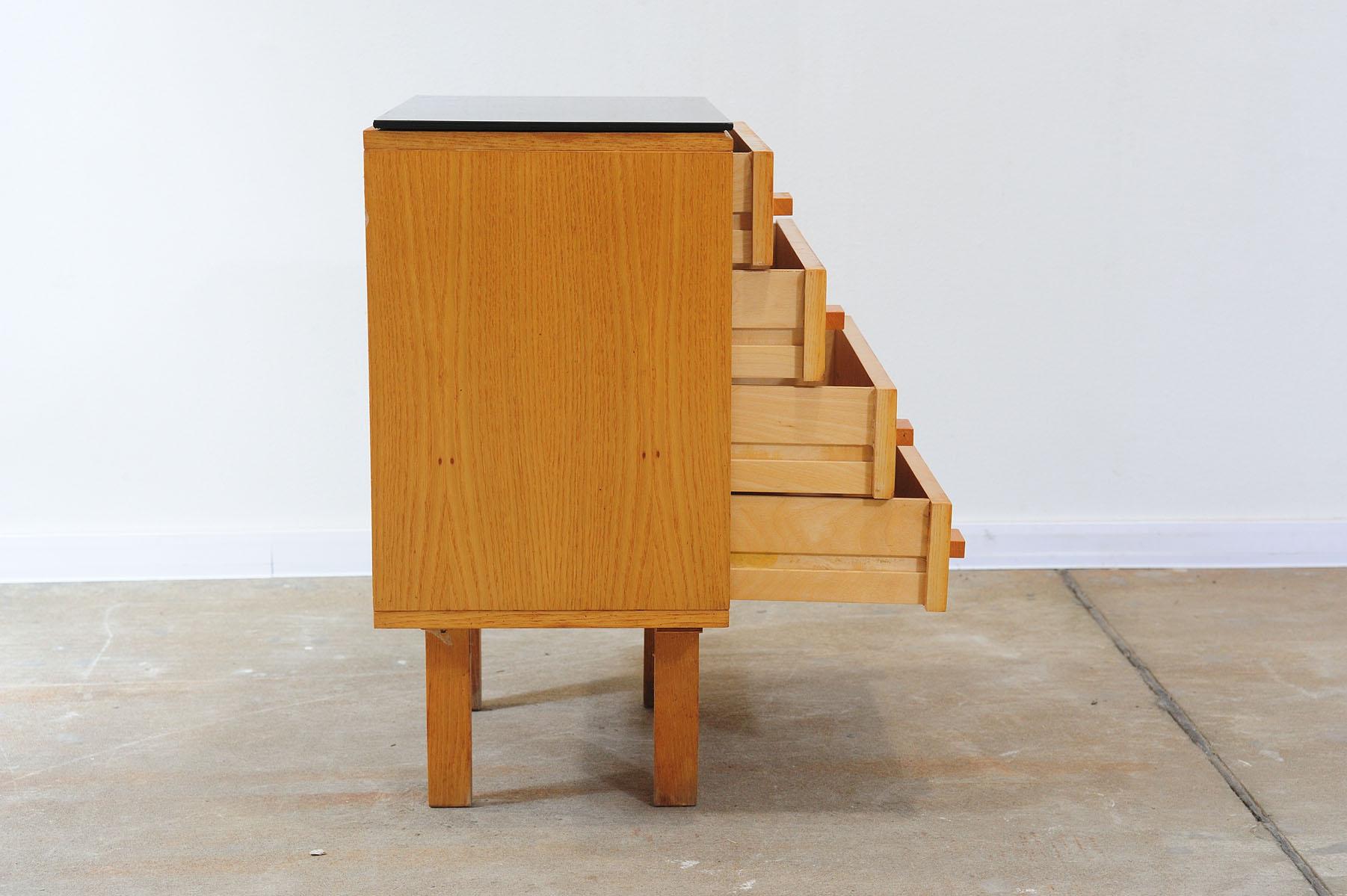 Glass  Pair of Mid century night stands, chest of drawers by Frantisek Mezulanik, 1970