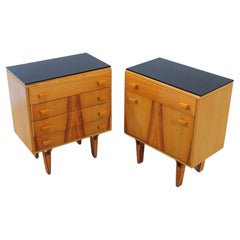  Pair of Mid century night stands, chest of drawers by Frantisek Mezulanik, 1970