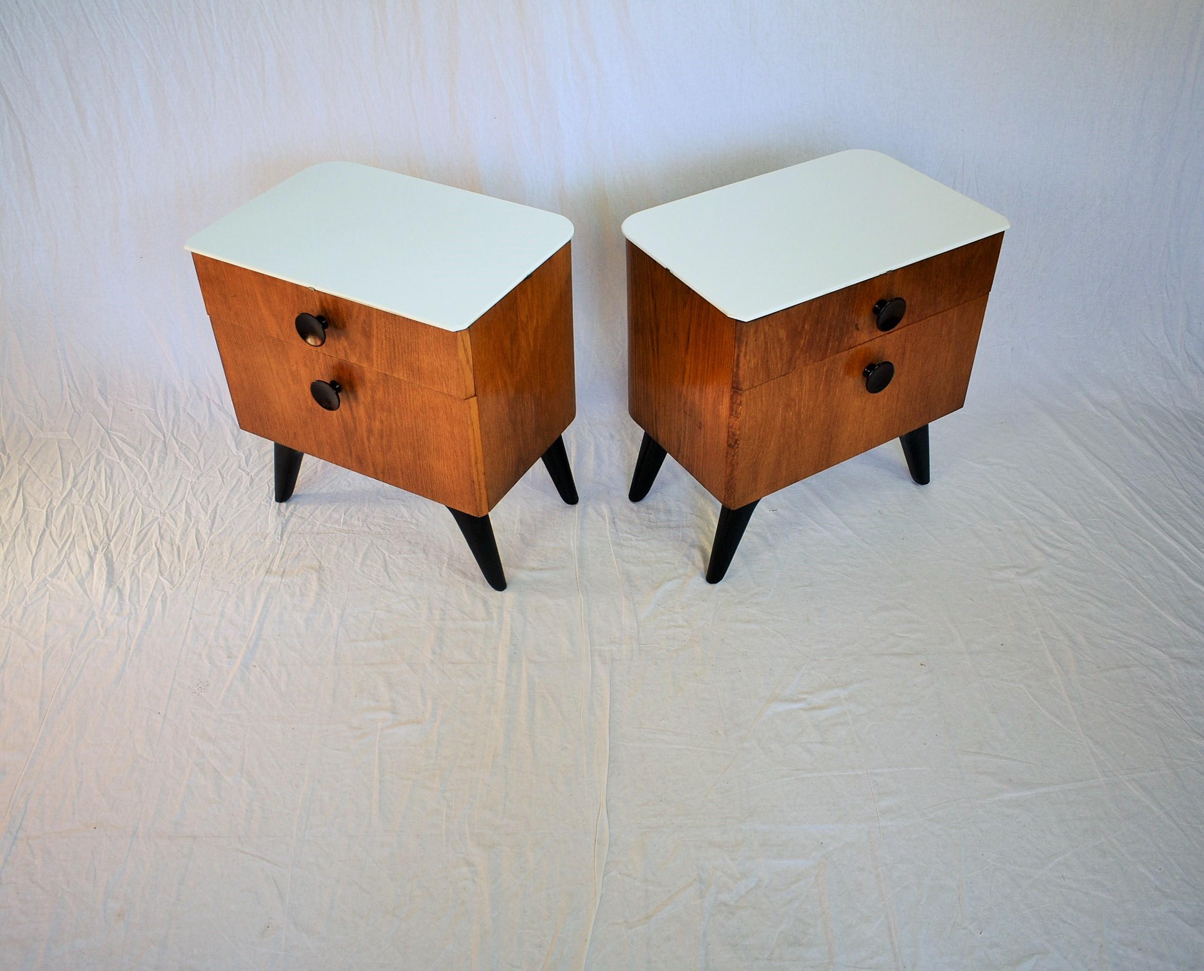 Pair of Mid-Century Night Tables, Designed by Jindrich Halabala, 1950's 4