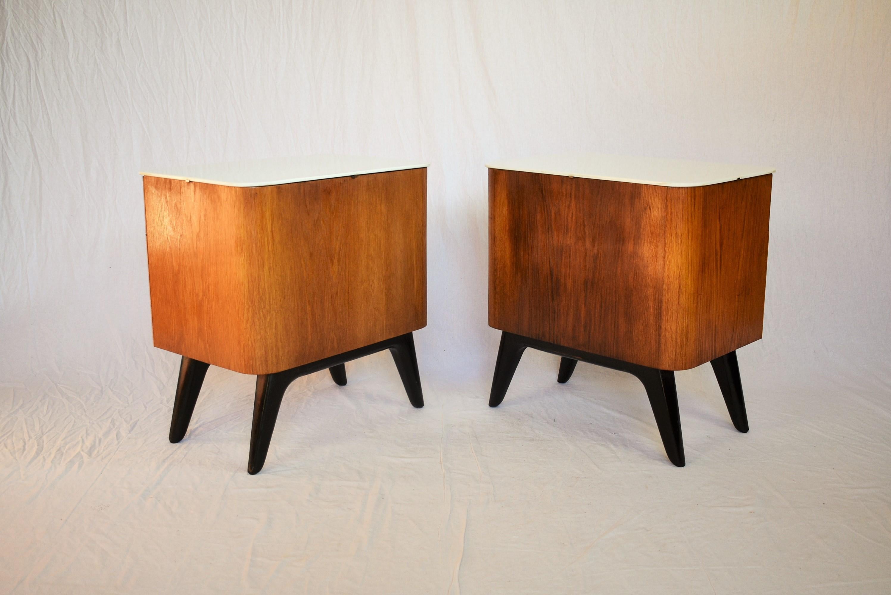 Czech Pair of Mid-Century Night Tables, Designed by Jindrich Halabala, 1950's