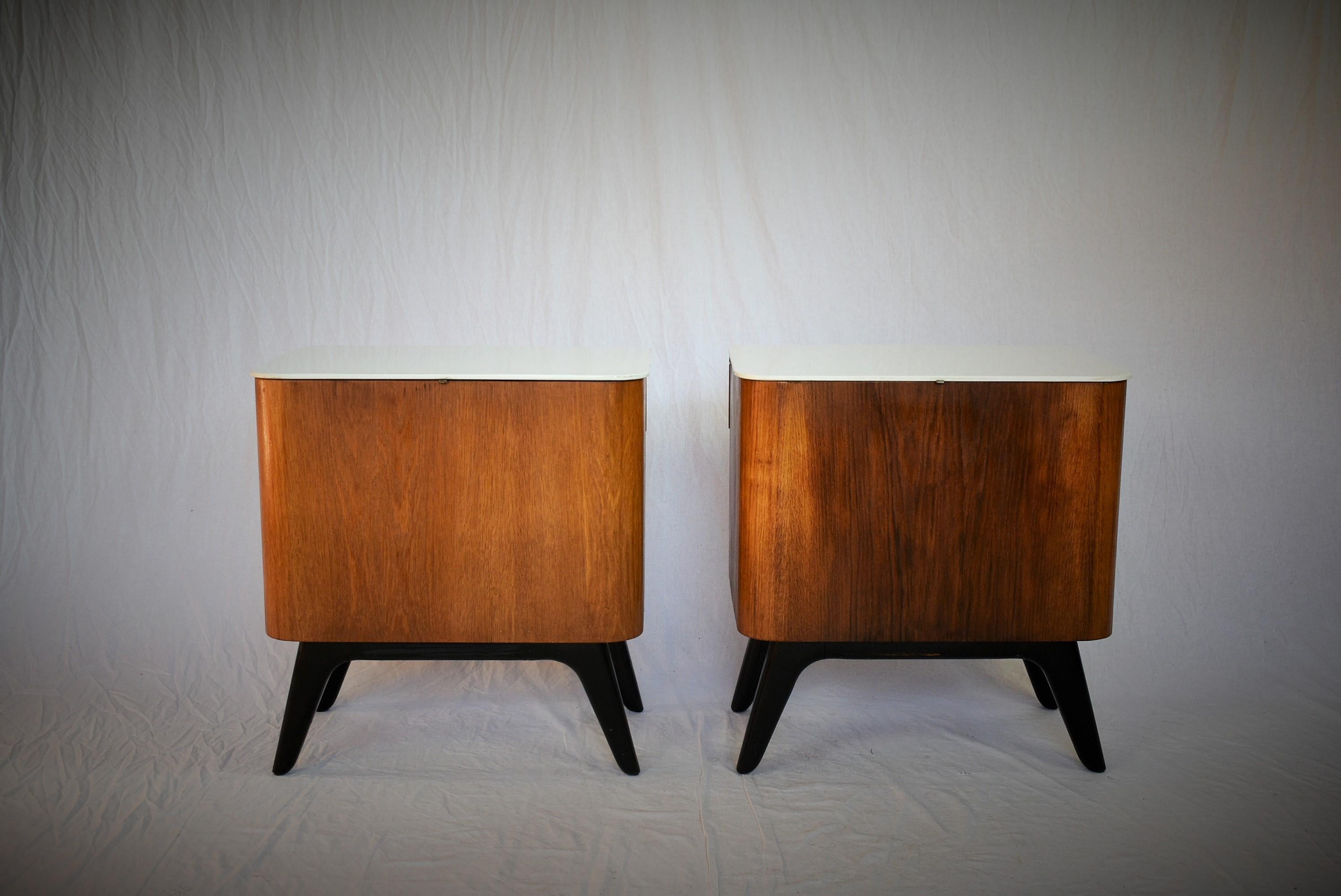 Pair of Mid-Century Night Tables, Designed by Jindrich Halabala, 1950's In Good Condition In Praha, CZ
