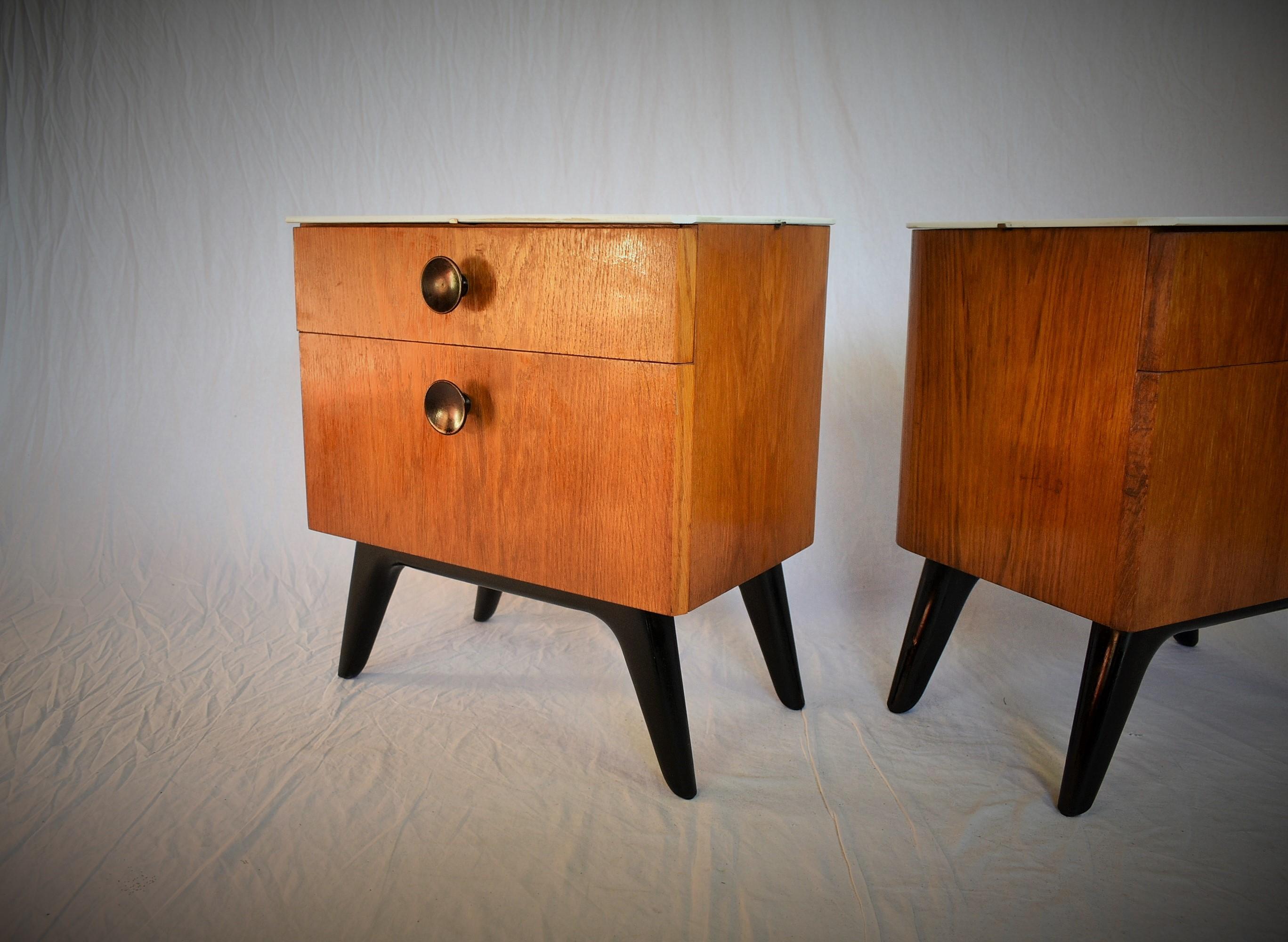 Mid-20th Century Pair of Mid-Century Night Tables, Designed by Jindrich Halabala, 1950's