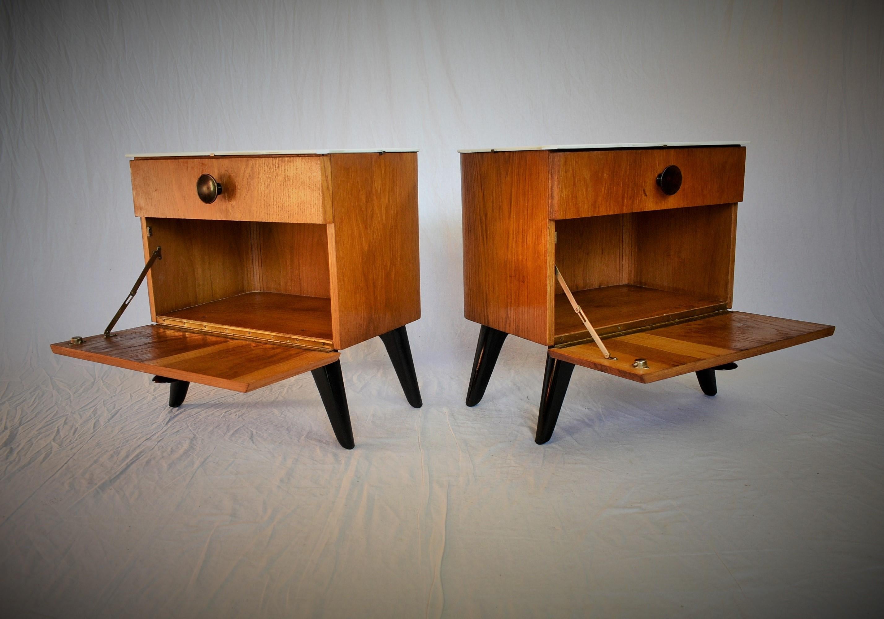 Pair of Mid-Century Night Tables, Designed by Jindrich Halabala, 1950's 1