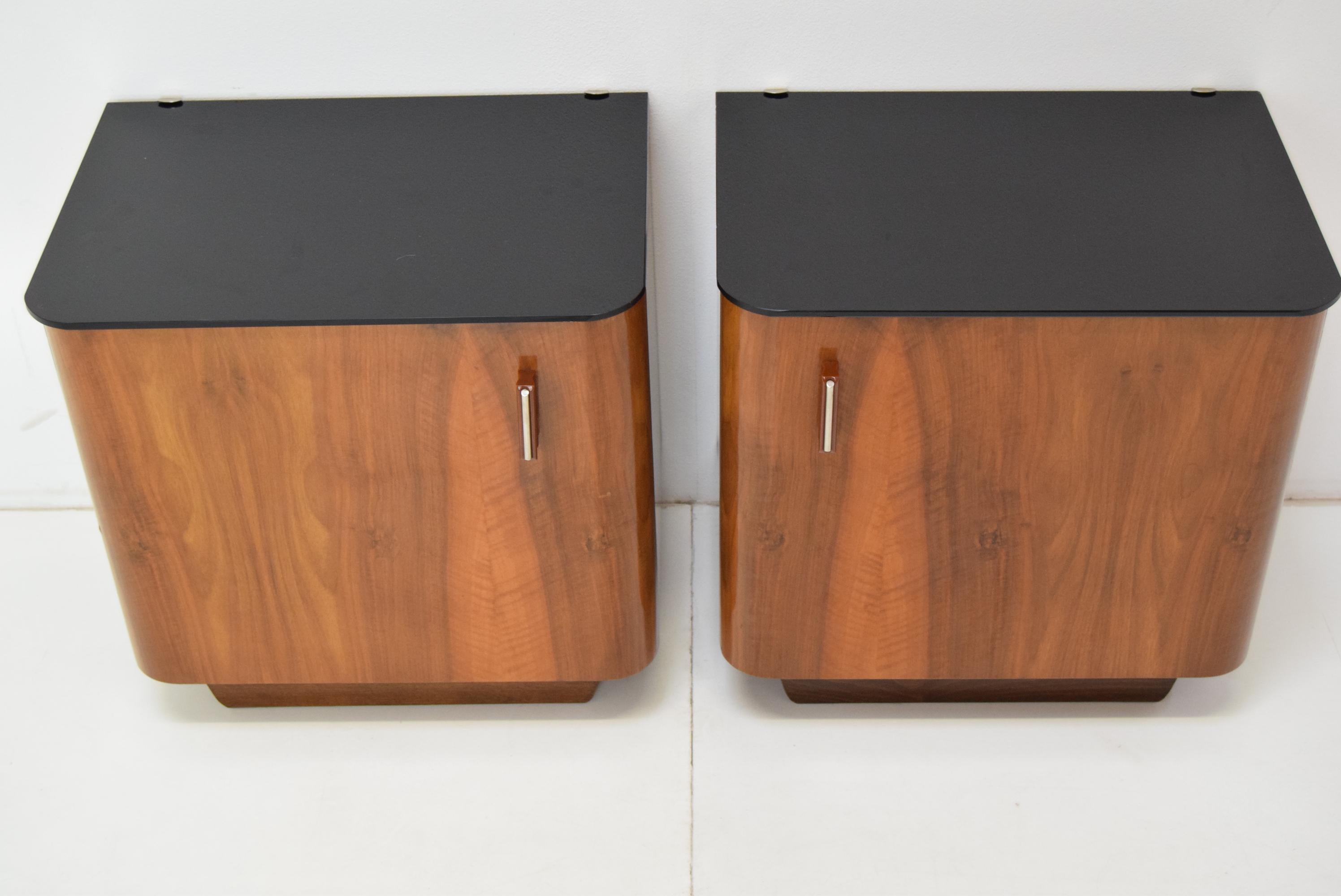 Czech Pair of Mid-Century Night Tables, Designed by Jindrich Halabala, 1950's