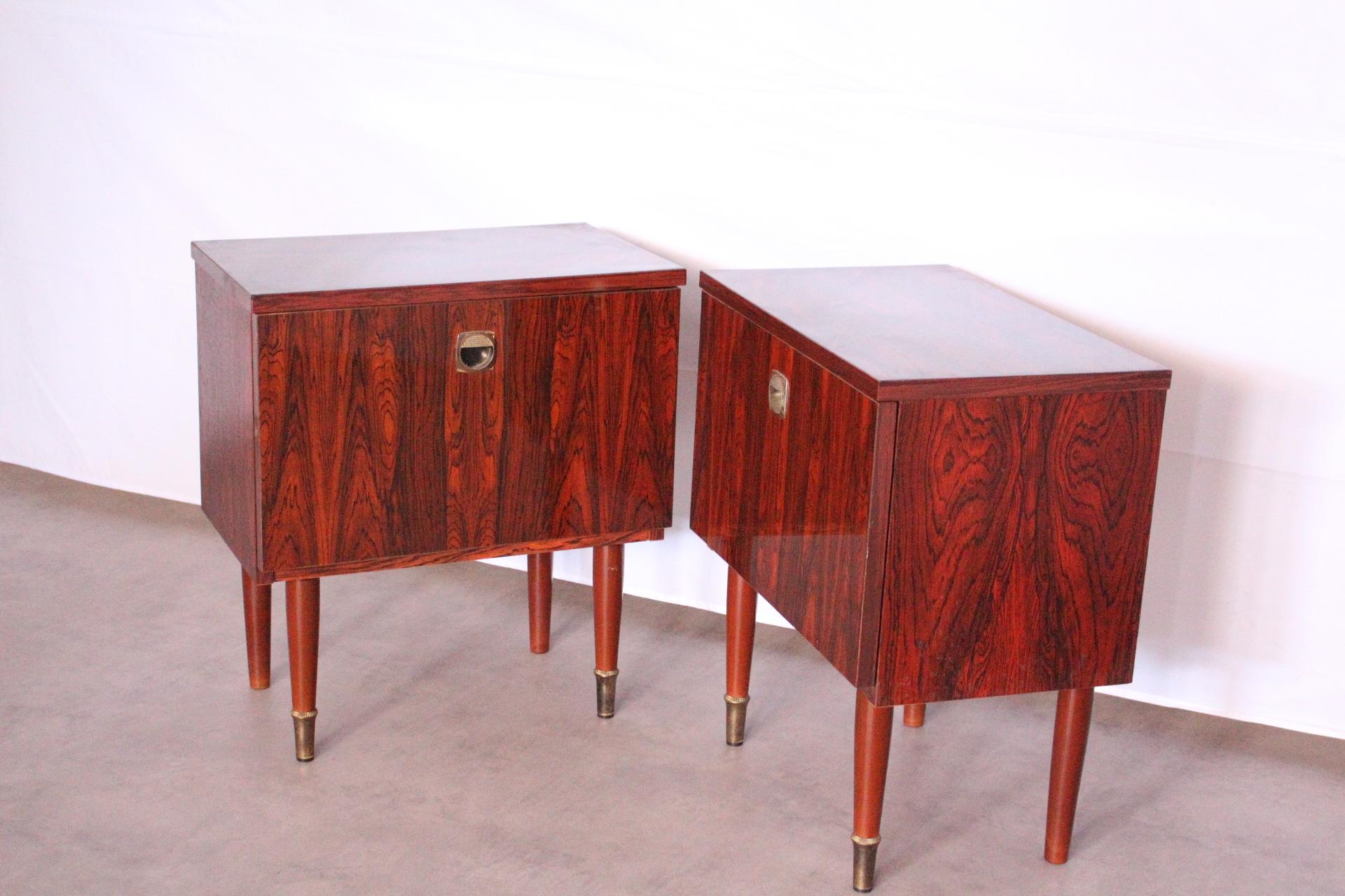 Mid-Century Modern Pair of Midcentury Nightstands French, circa 1970 Side Cabinets Bedside Tables