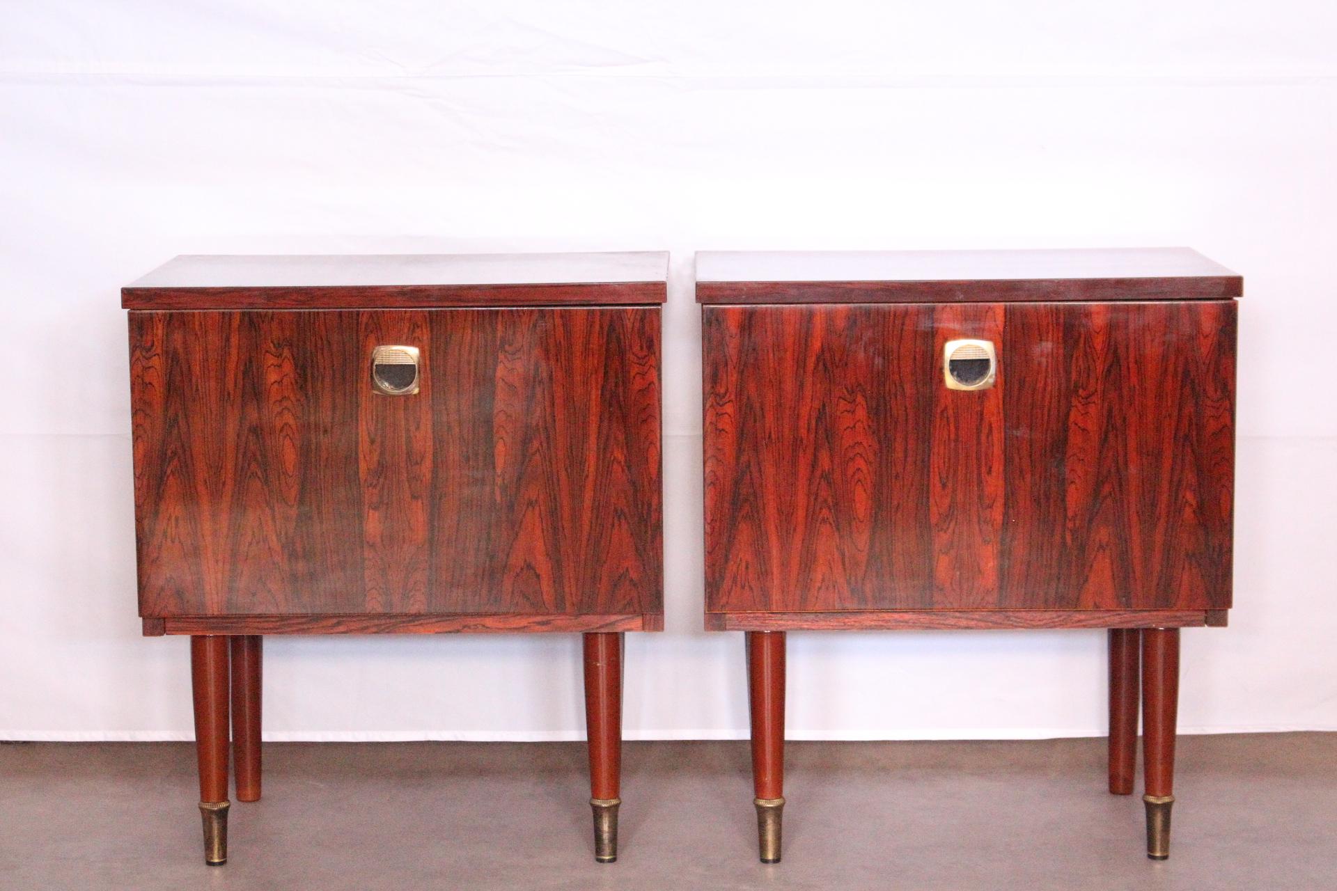 Pair of Midcentury Nightstands French, circa 1970 Side Cabinets Bedside Tables 2