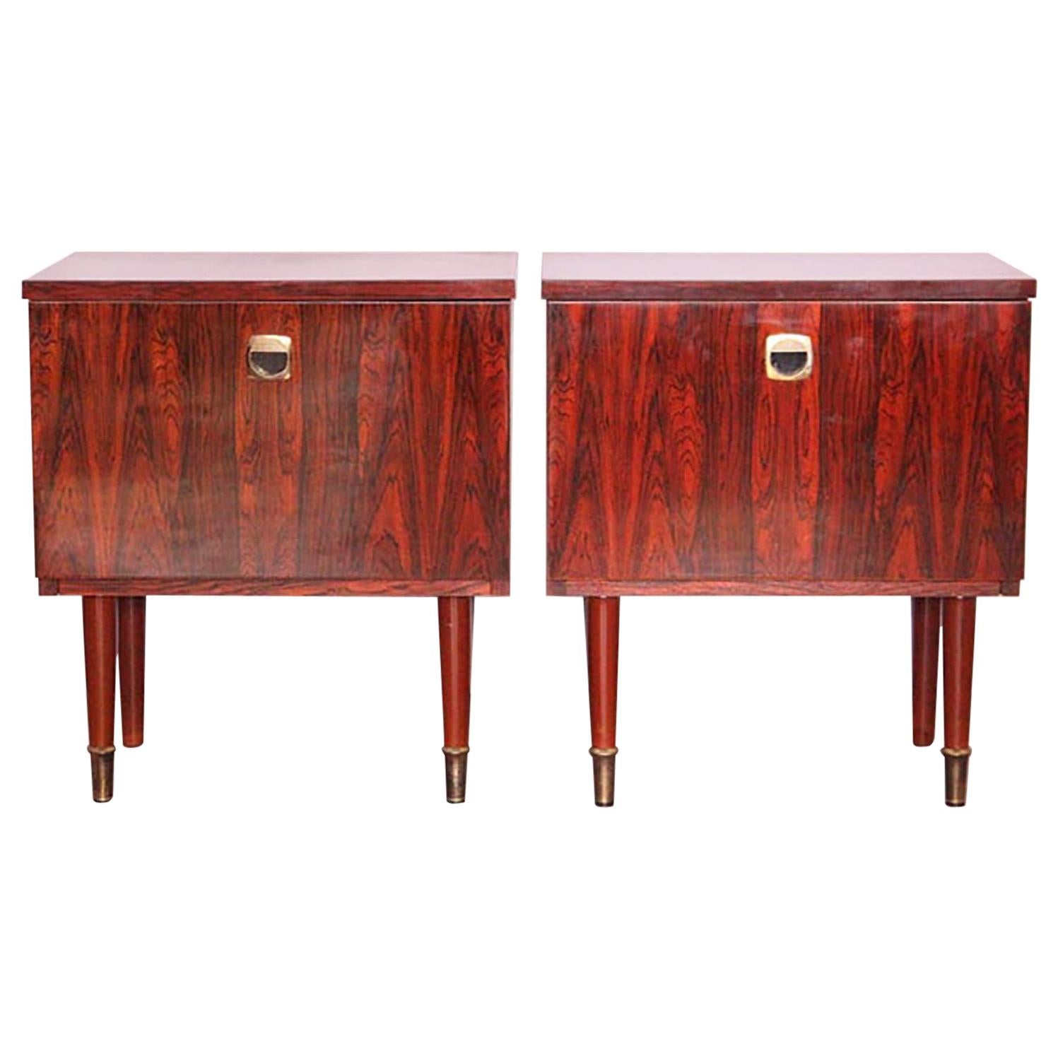 Pair of Midcentury Nightstands French, circa 1970 Side Cabinets Bedside Tables