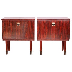 Pair of Midcentury Nightstands French, circa 1970 Side Cabinets Bedside Tables