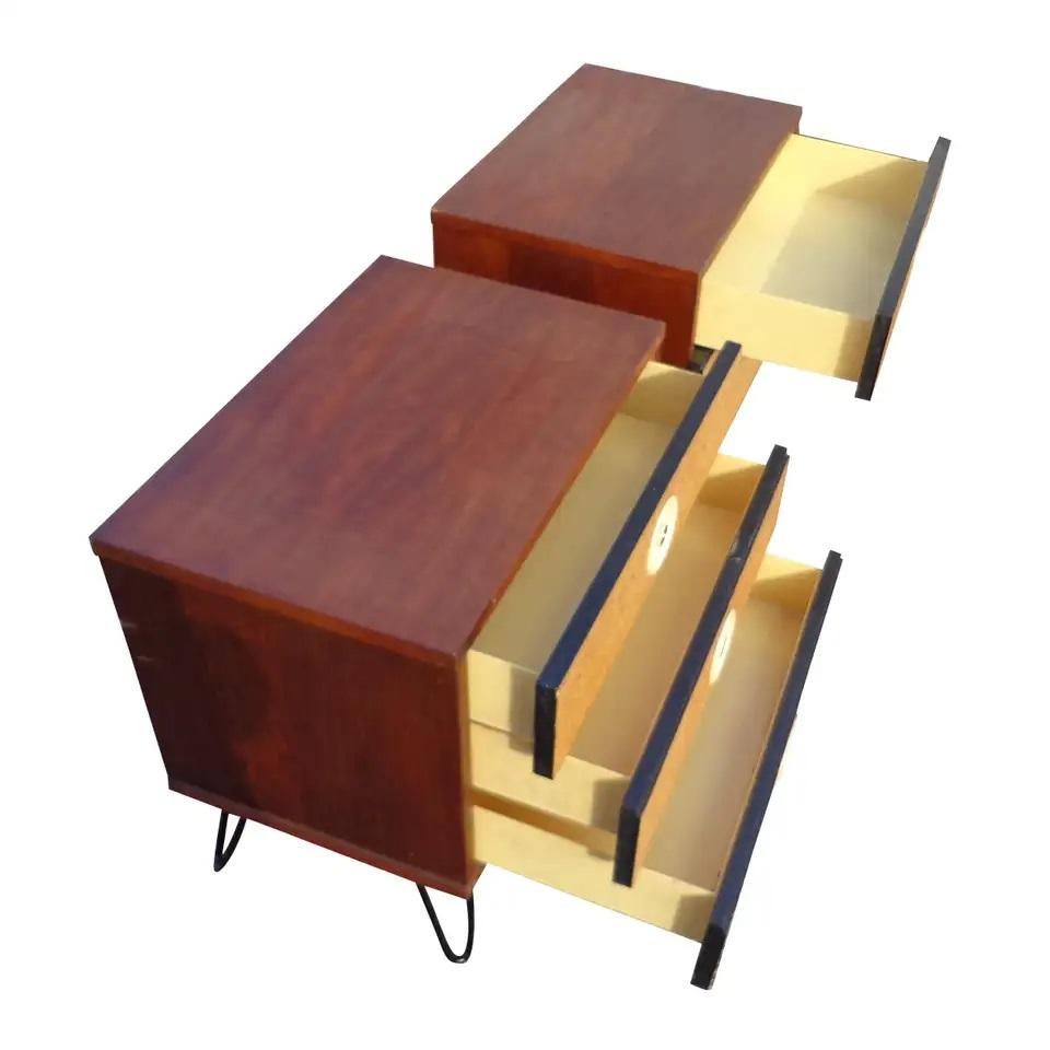 German Pair of Mid Century Nightstands in the Manner of Paul Frankl For Sale