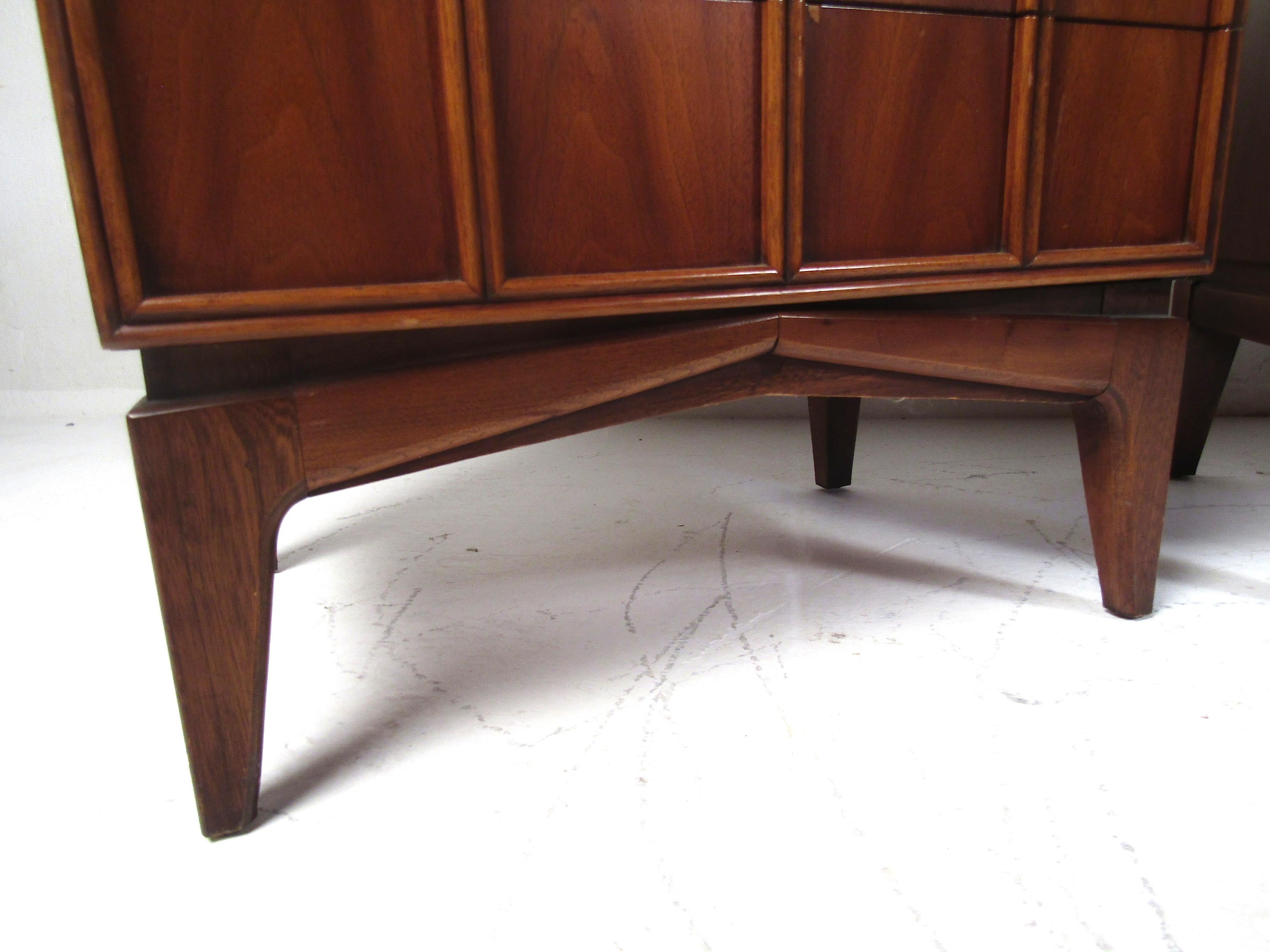 Walnut Pair of Midcentury Nightstands, Kent Coffey's 